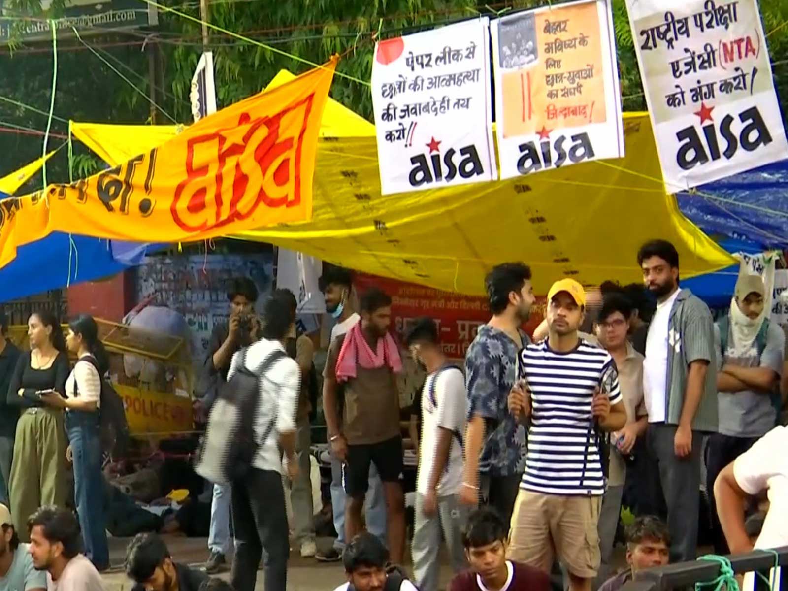 Visuals from ongoing protest in New Delhi (Photo/ANI)