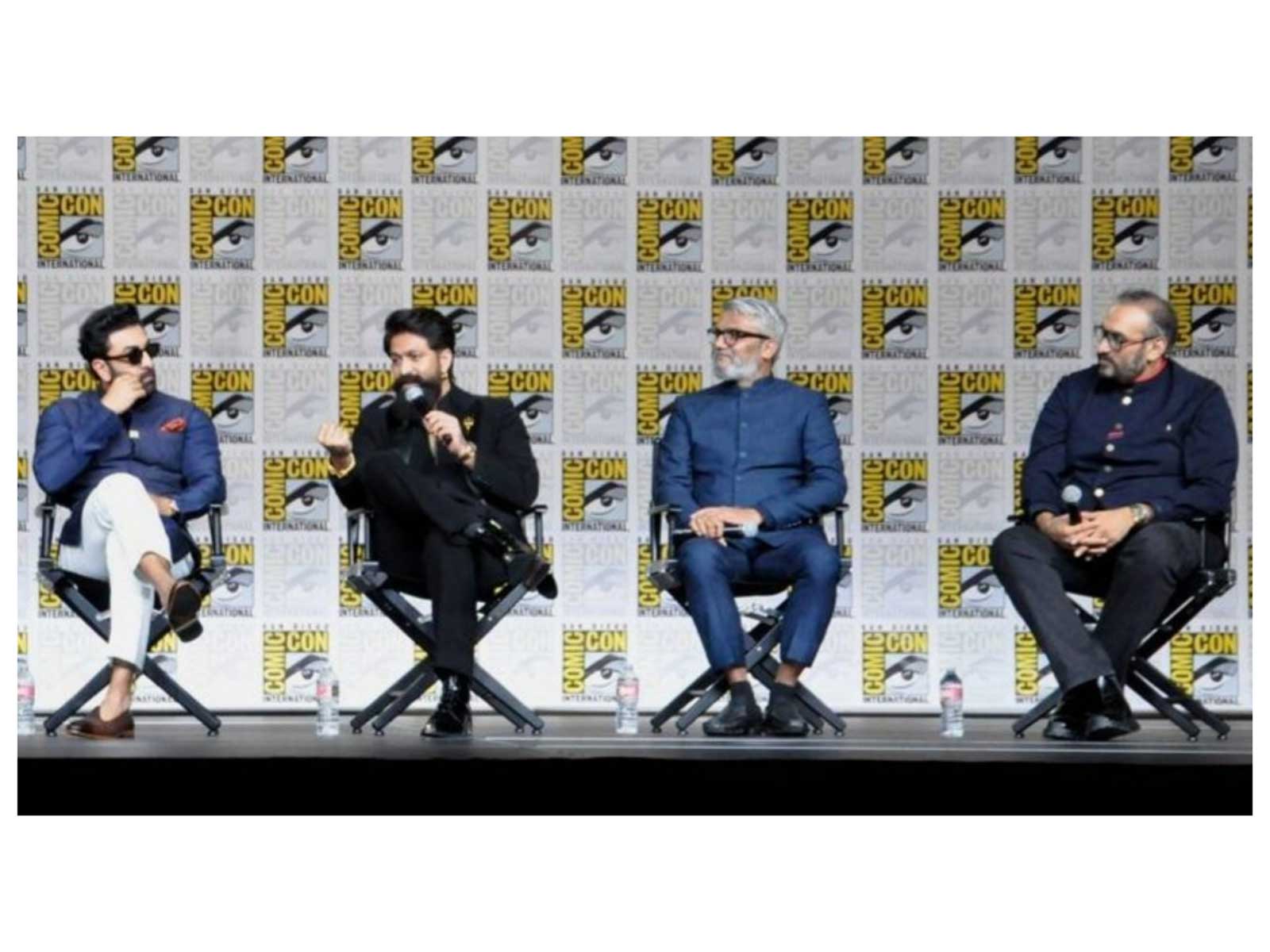 Ranbir Kapoor, Yash, director Nitesh Tiwari, producer Namit Malhotra at San Diego Comic-Con (Photo/Instagram@comic_con)