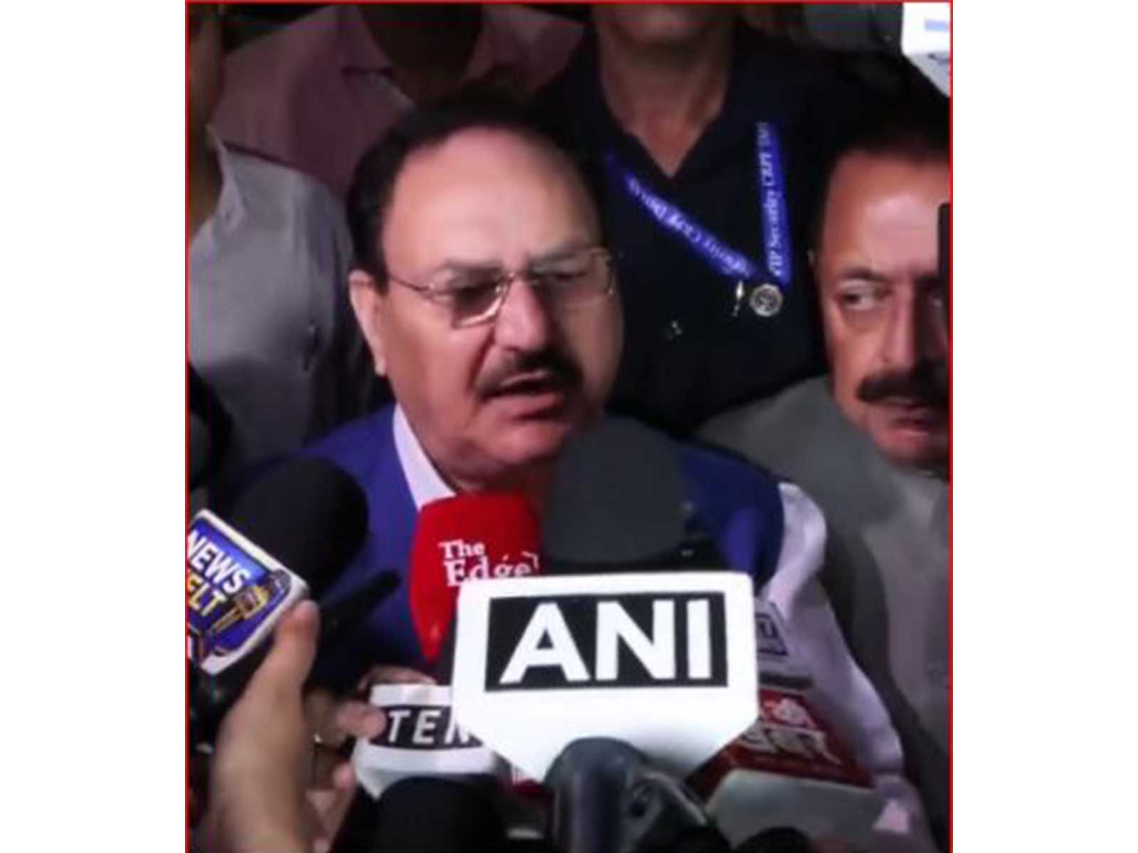 Union Minister J P Nadda outside Constitution Club in New Delhi (Photo/ANI)
