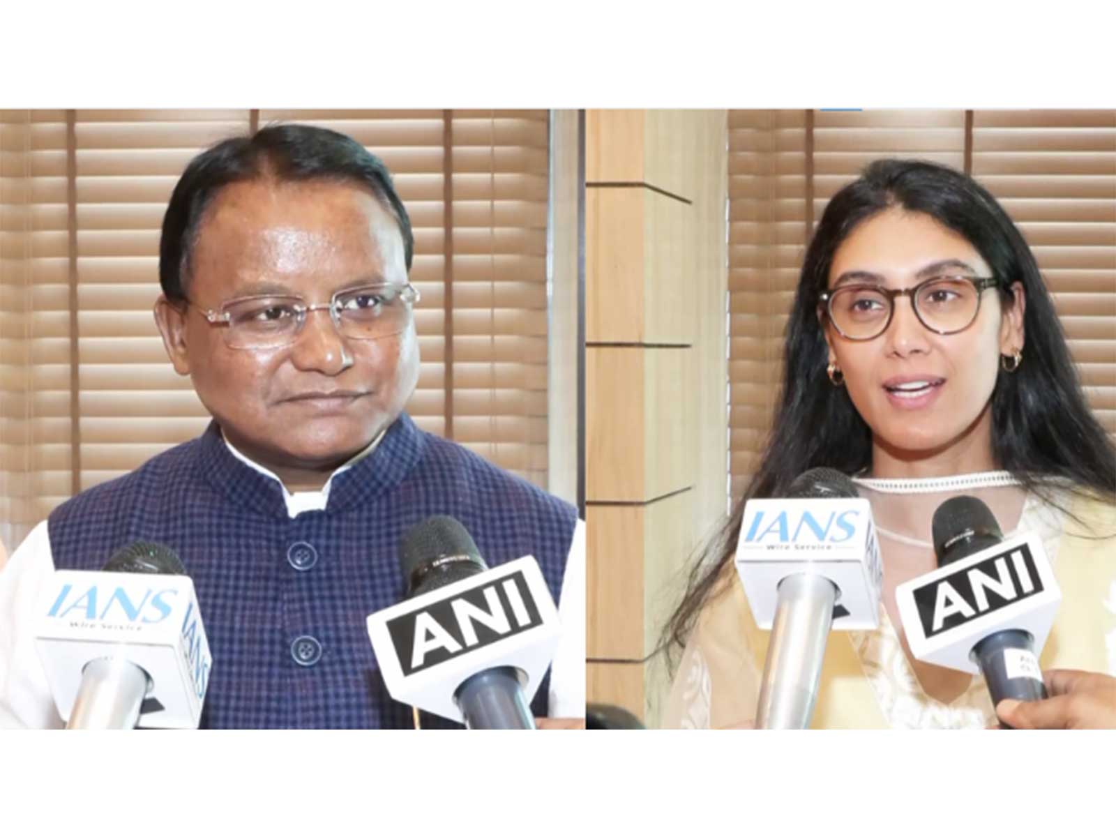 Mohan Charan Majhi, Chief Minister, Odisha and Roshni Nadar Malhotra, Chairperson, HCLTech (Photo/ANI)