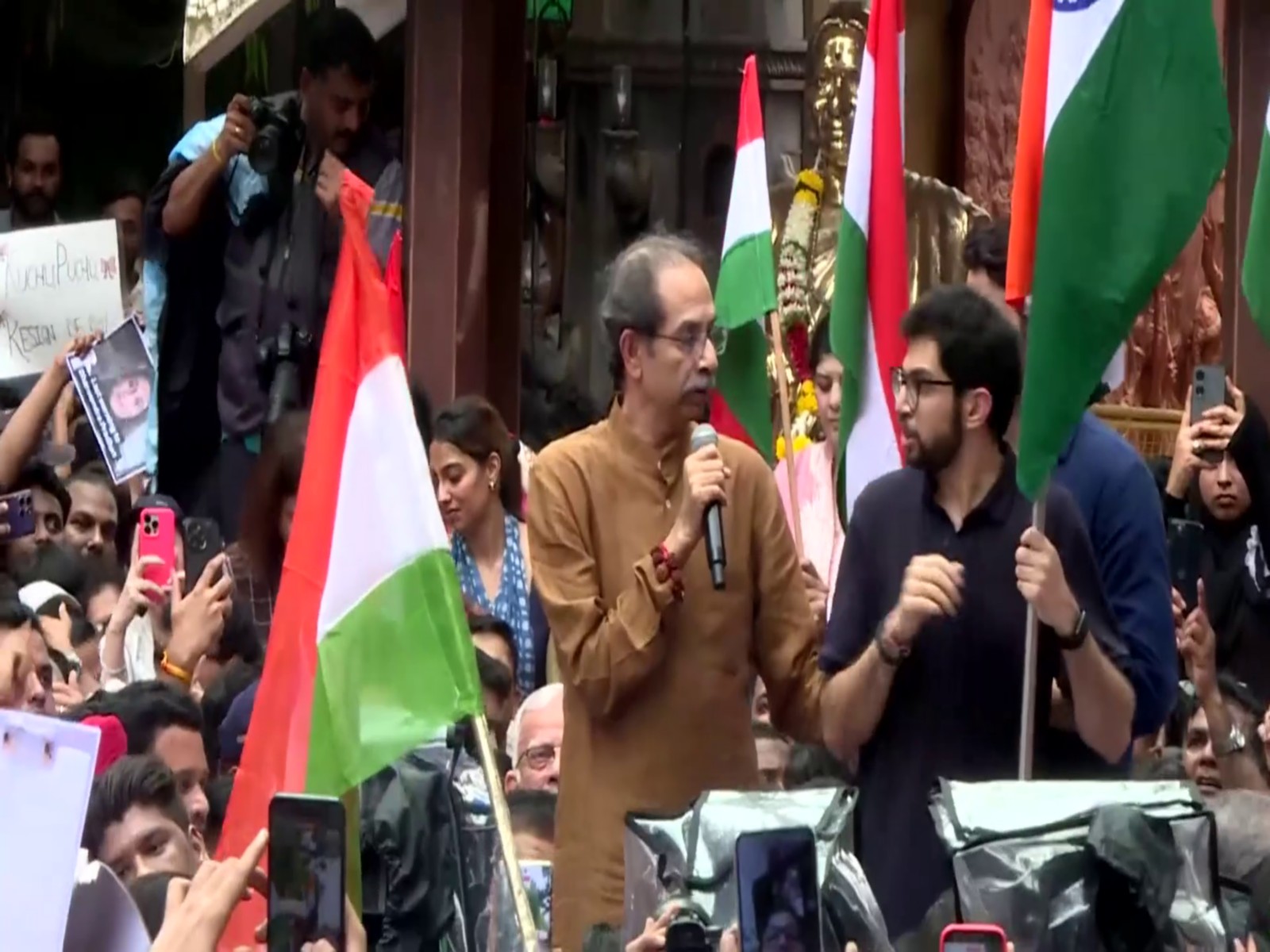 Shiv Sena (UBT) chief Uddhav Thackeray at Tiranga Rally in Mumbai (Photo/ANI)