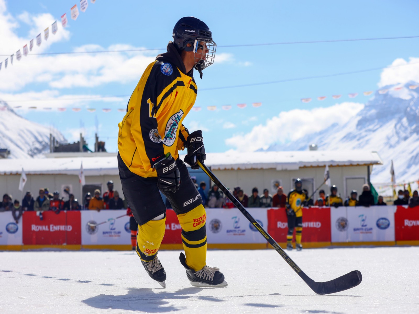 An ice-hockey player from Spiti Cup in Ladakh. (Photo: Royal Enfield Challengers Cup)