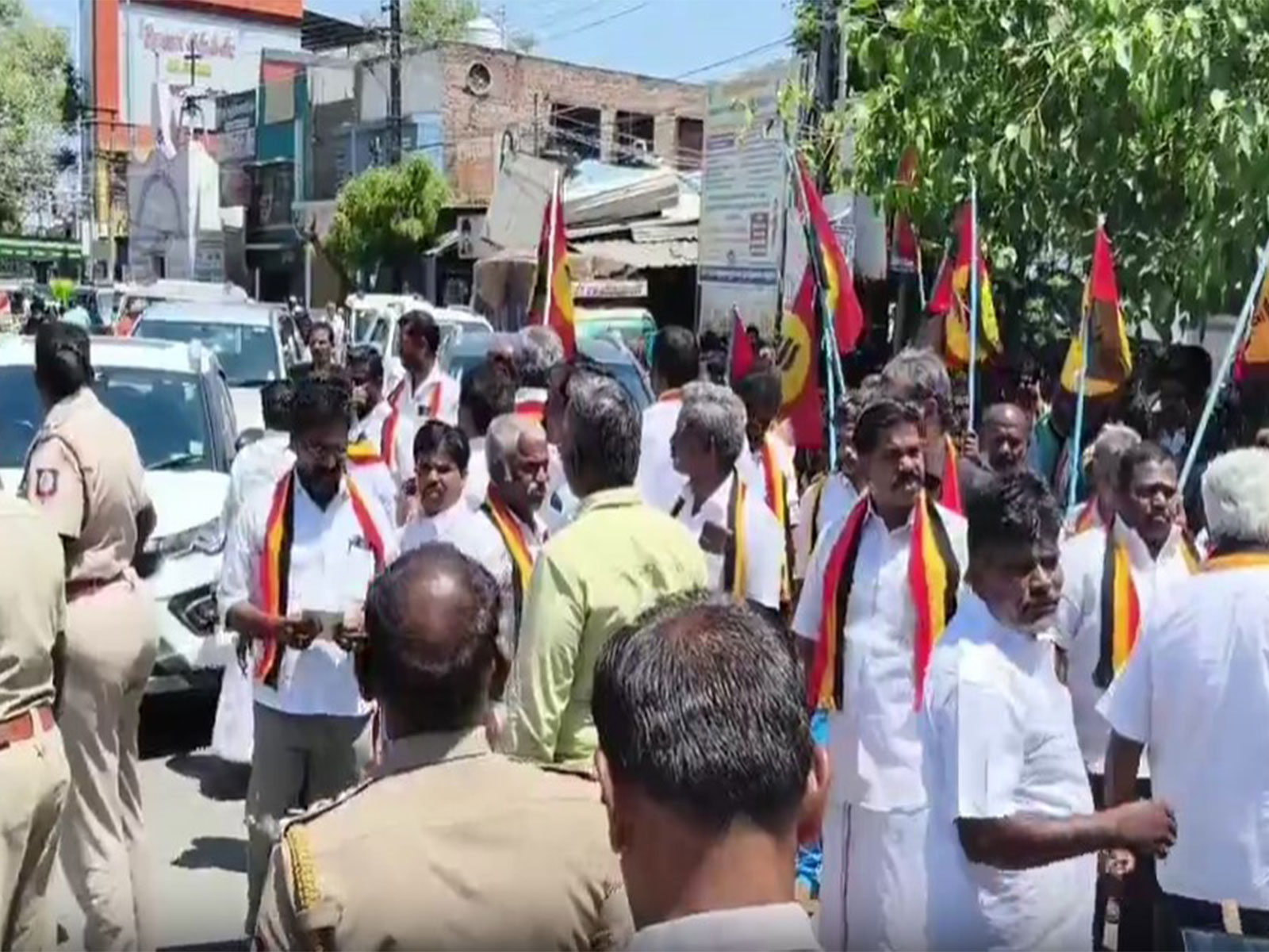  50 workers detained for protesting video mocking DMDK leader defeat (Photo/ANI) 