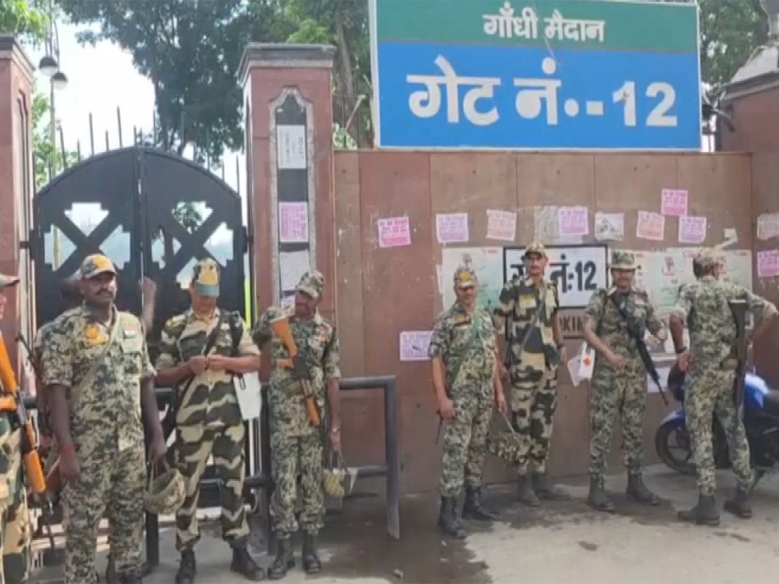 Heavy security at Gandhi Maidan, Patna (Photo/ANI)