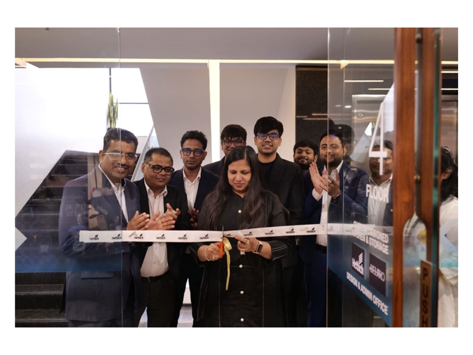 Hettich India inaugurated its new HeX Store in Nagpur. Seen are Ajit Bhartia, Manoj Shukla, Ankit Kulshrestha, Swati Bhartia, and team