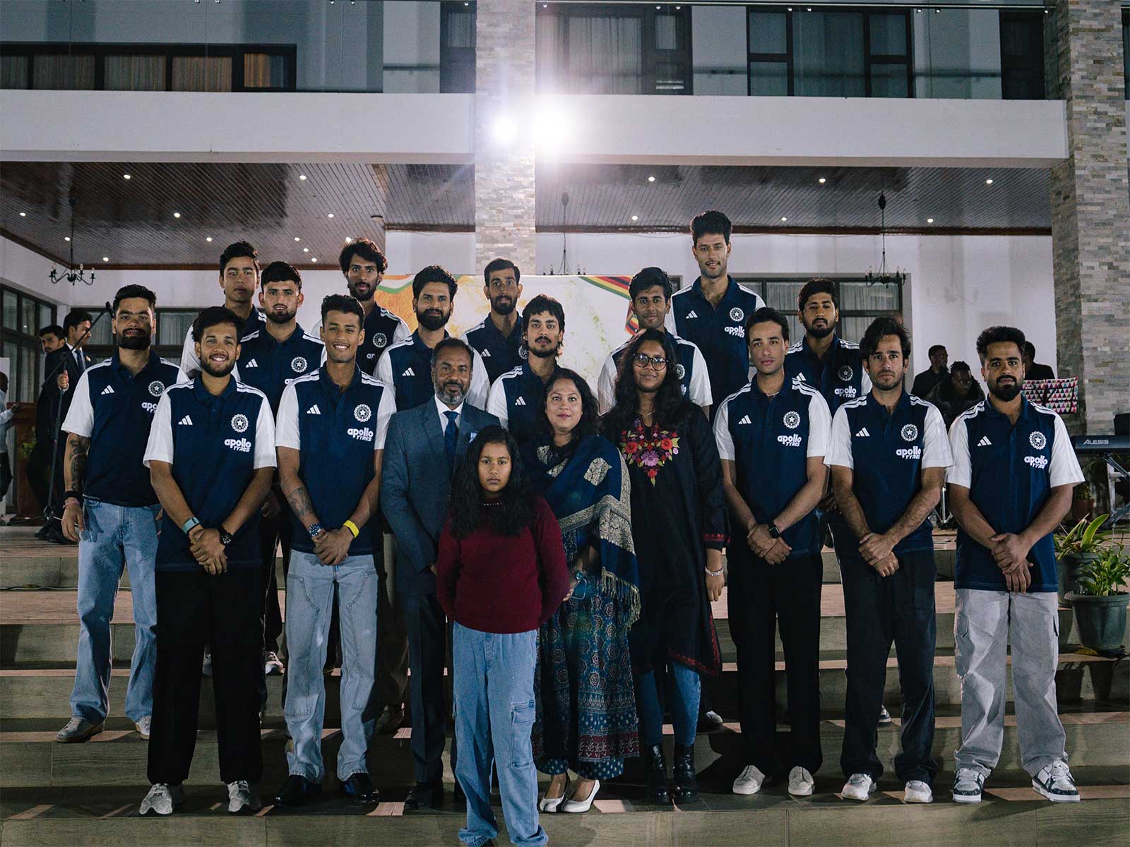 Indian cricket team with the Indian ambassador to Zimbabwe, Bramha Kumar and his family. (Photo: X/ @BCCI)
