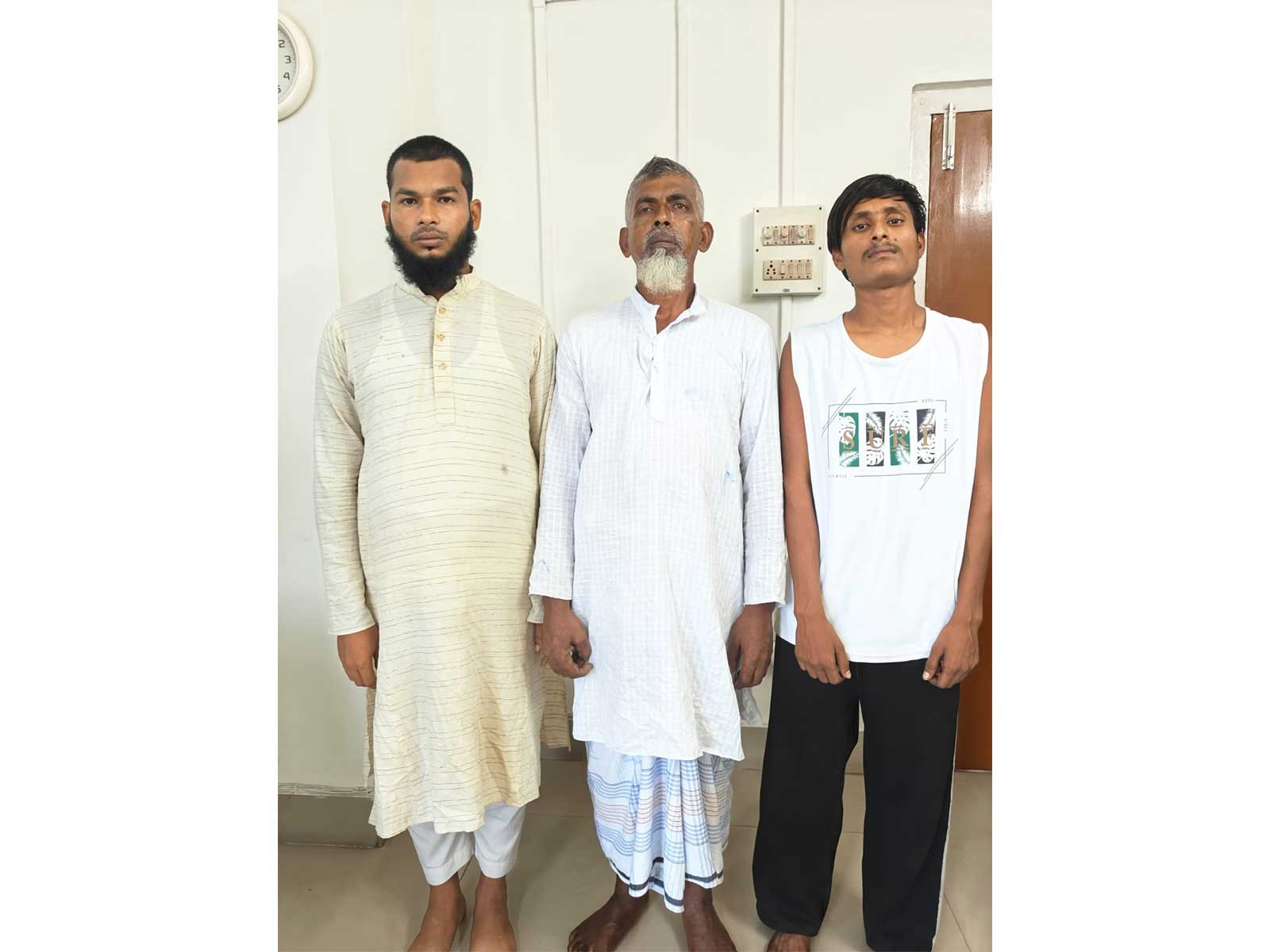 In pic, left to right, Akramul Islam, Abul Hussain and Aminur Rahman (Photo/Assam STF)