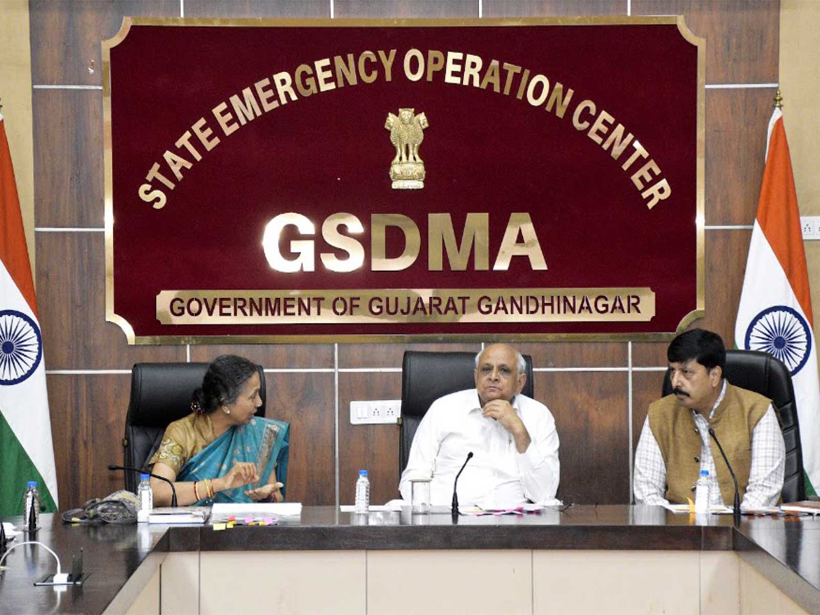 Gujarat Chief Minister Bhupendra Patel visited the State Emergency Operations Centre (SEOC) late on Saturday evening (Photo/Gujarat CMO)
