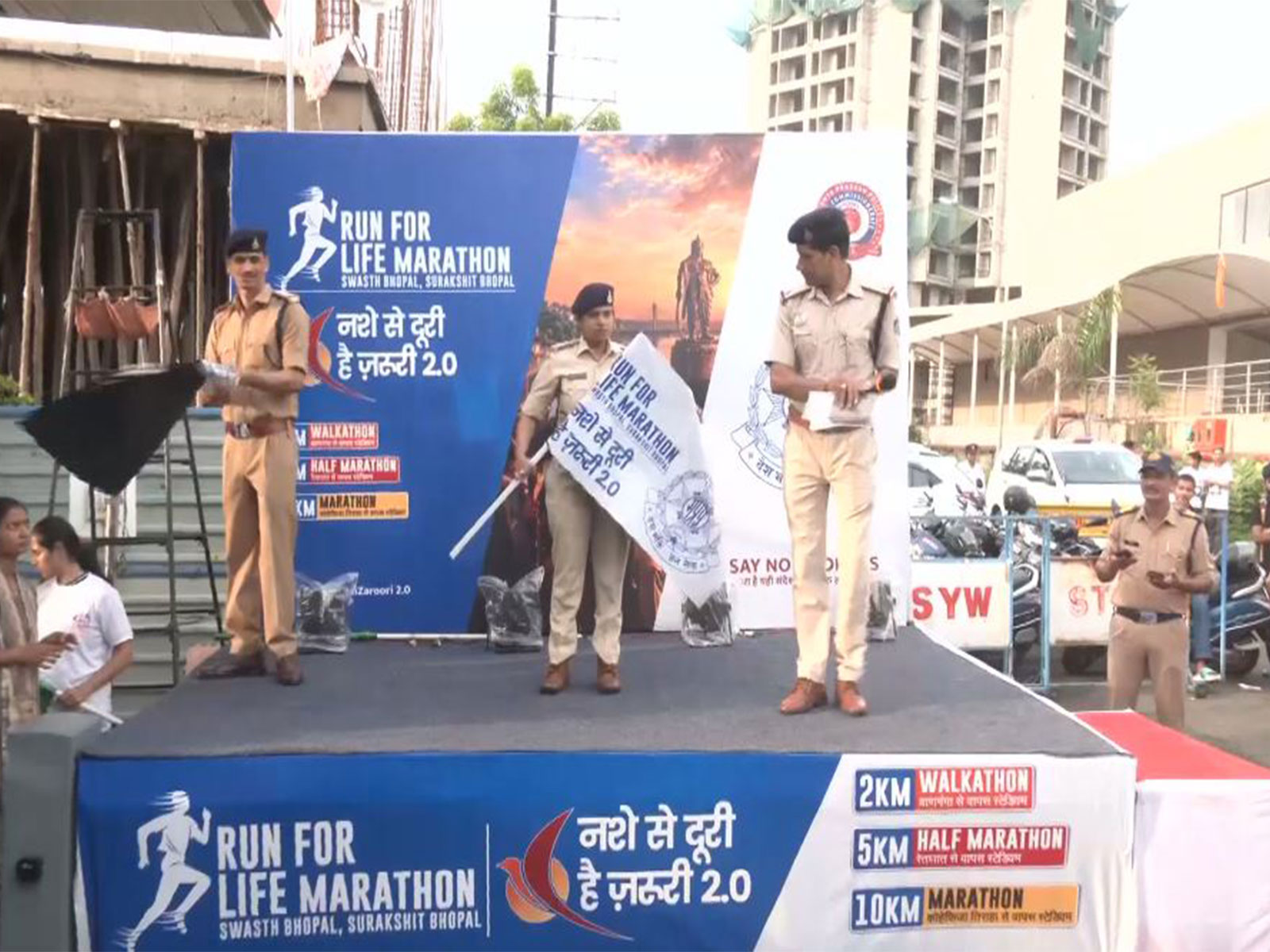 MP: Bhopal Police, Social Justice Department organise 'Run for Life' marathon to spread anti-drug message (Photo/ANI)
