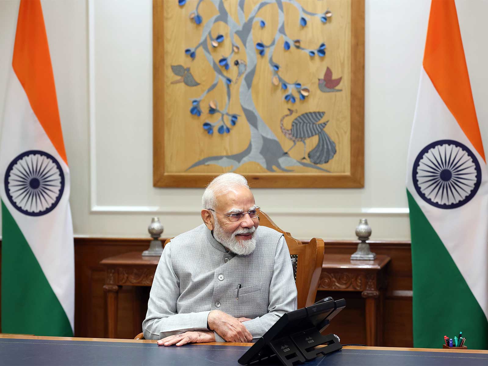 PM Modi via video conferencing speaks to the team of Skyroot Aerospace to congratulate them on the successful launch of Vikram-1 (File Photo/ANI)