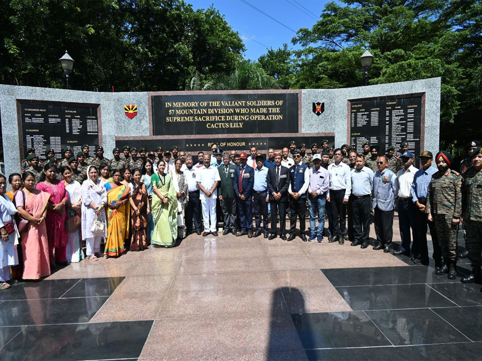 Spear Corps, Assam Rifles pay tribute to Kargil bravehearts at Albert Ekka War Memorial (Photo/ANI)