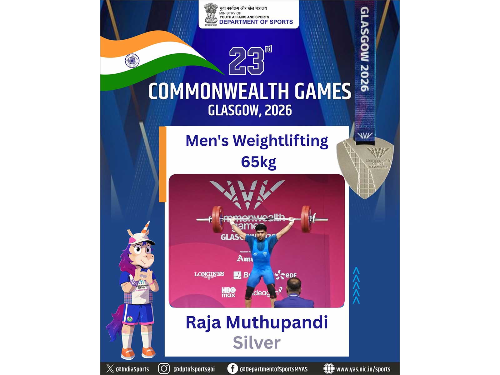Indian weightlifter Raja Muthupandi (Photo: X/ @IndiaSports)