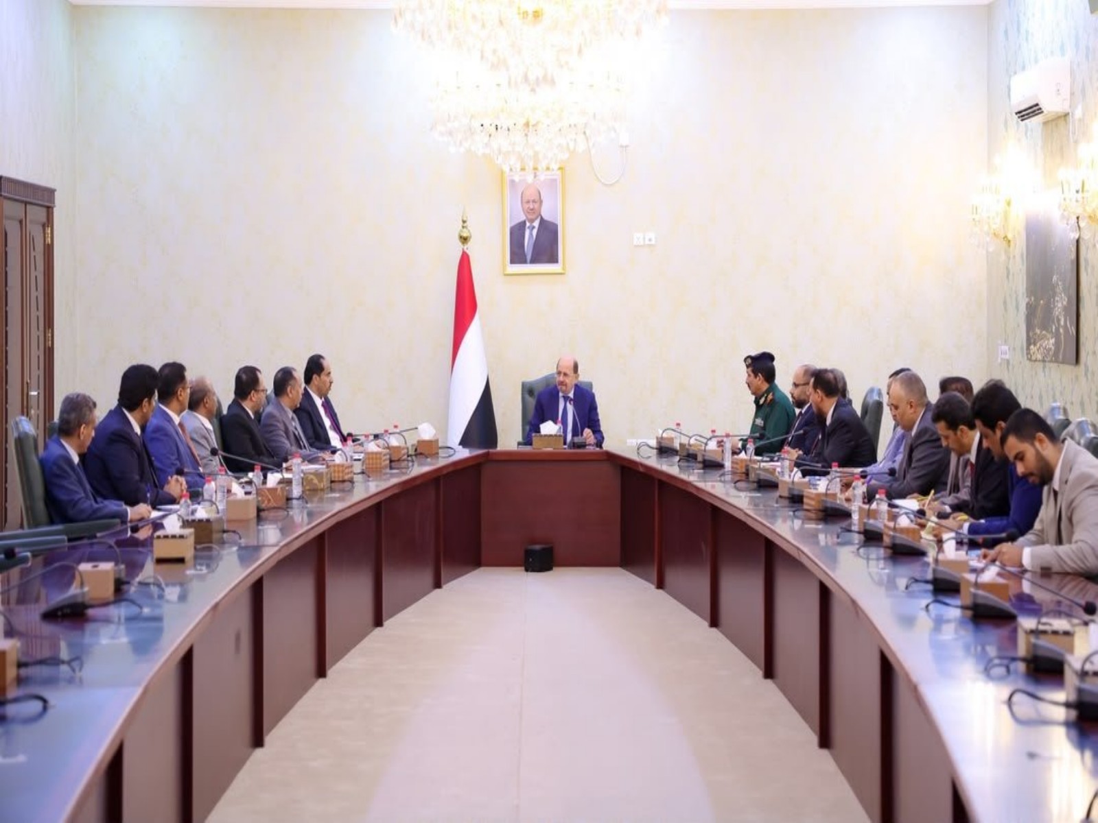Yemeni Prime Minister Shaya Zindani charis a government meeting (Photo/X/@Yemen_PM)