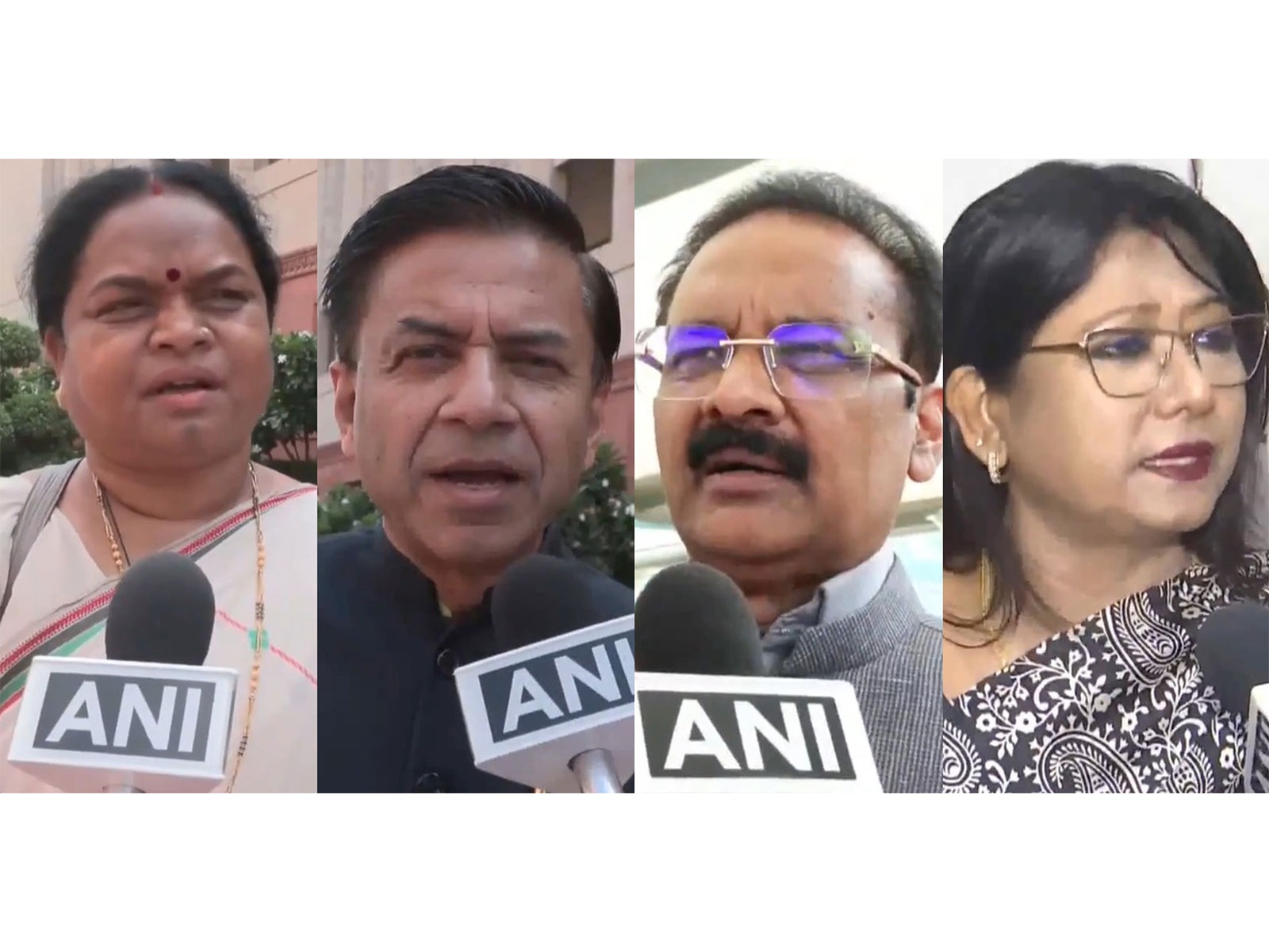 Congress MP Phulo Devi Netam, BJP MP Shashank Mani Tripathi, BJP MP Ashok Kumar Mittal and JMM MP Mahua Maji (Photo/ANI)