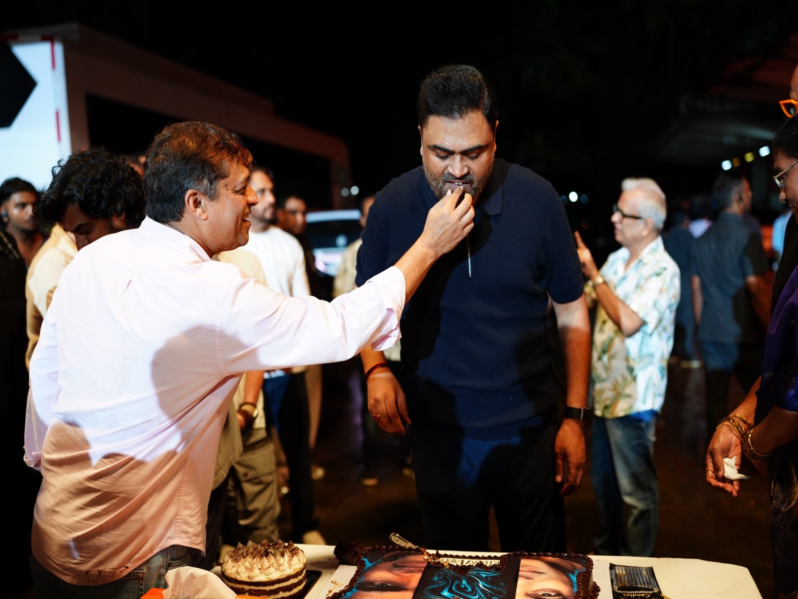 Vamshi Paidipally celebrating birthday on SVC63 sets (Photo/Instagram@srivenkateswaracreations)