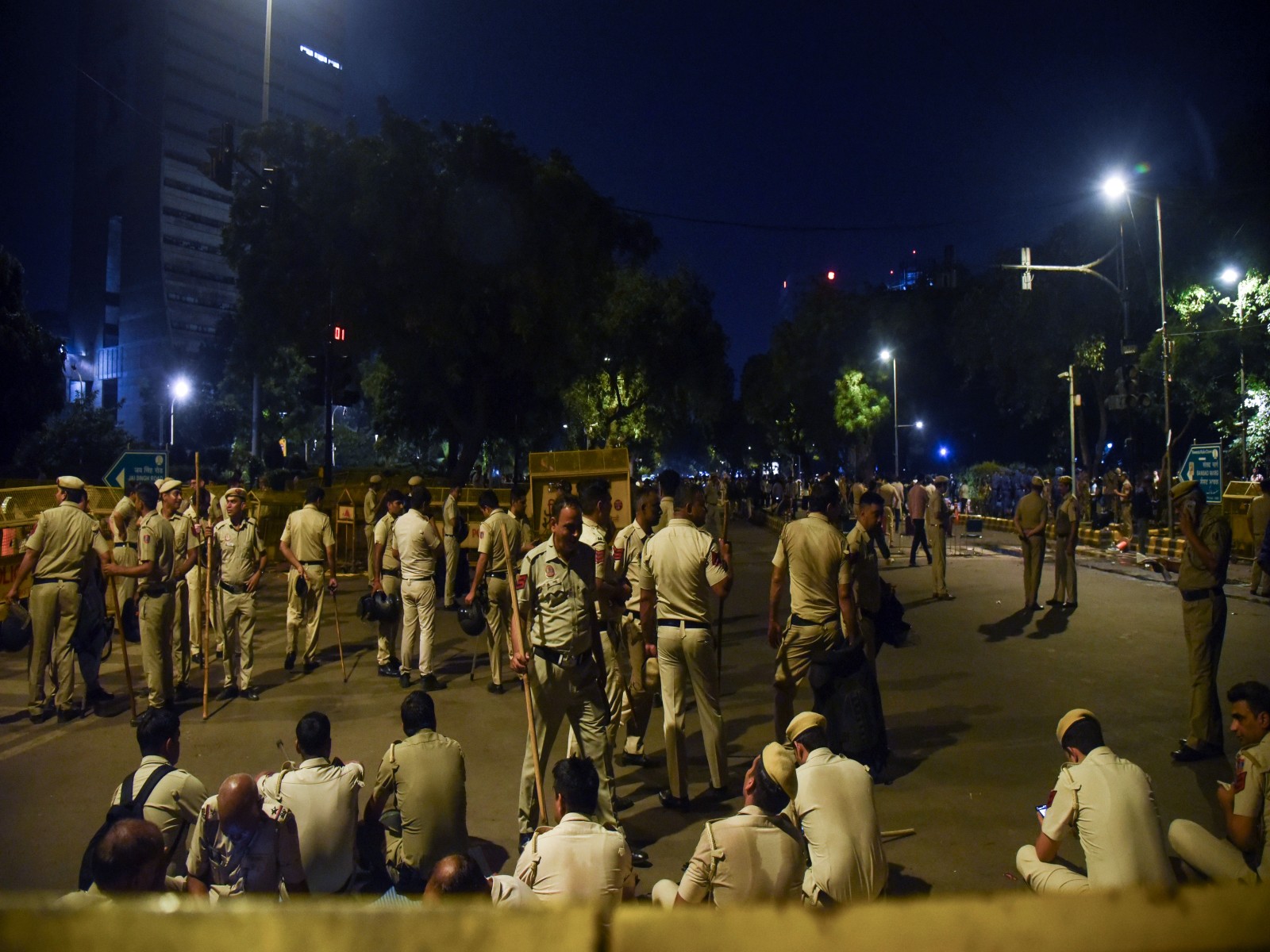 Police personnel stand guard at the protest site after CJP protest concludes, at Jantar Mantar in New Delhi on Saturday (File Photo/ANI) 