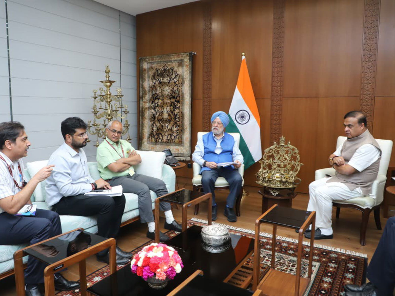 Union Petroleum Minister Hardeep Singh Puri meets Assam Chief Minister Himanta Biswa Sarma in New Delhi (Photo/X@HardeepSPuri)