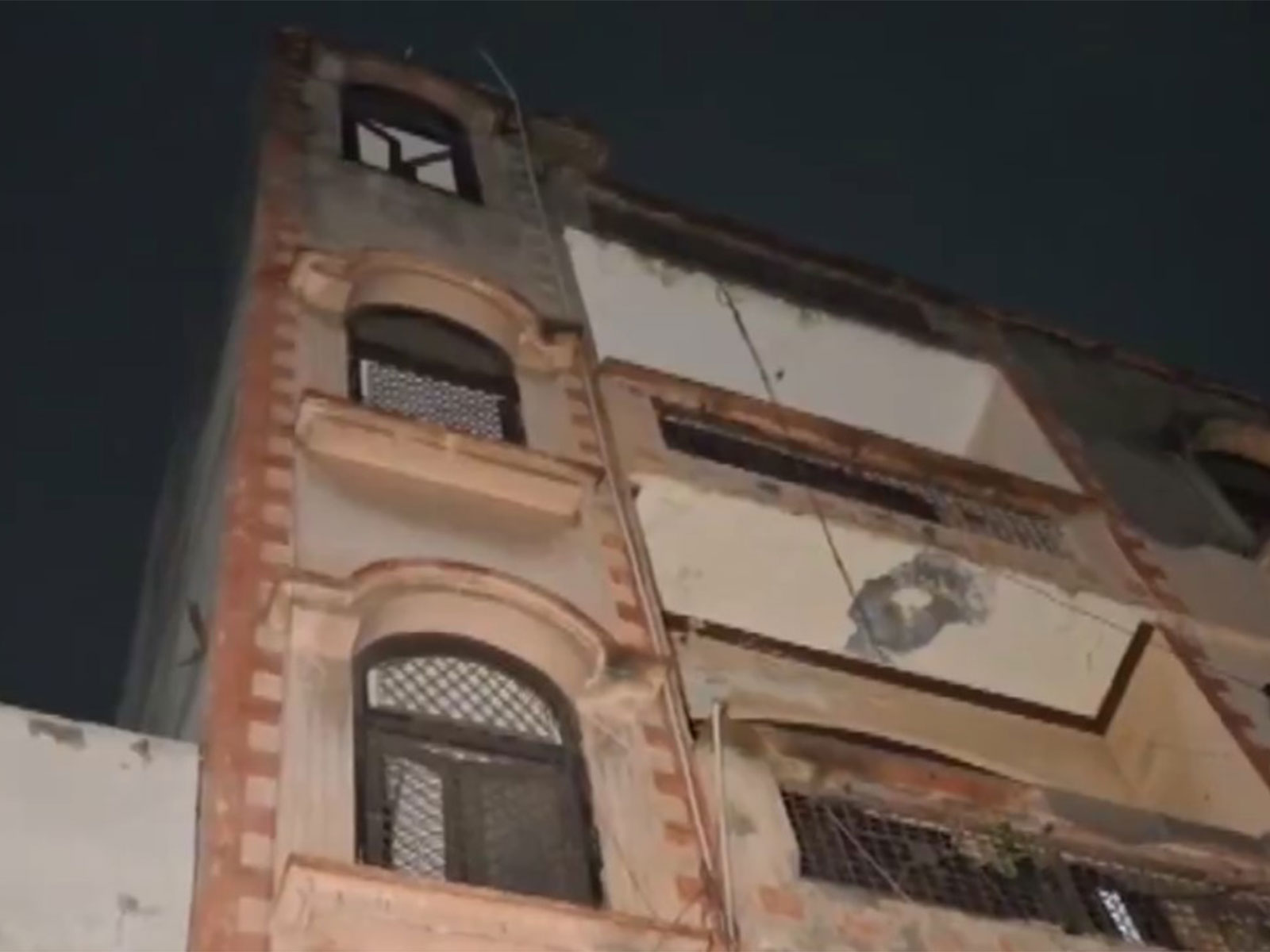Three-storey building tilts in Delhi (Photo/ANI)