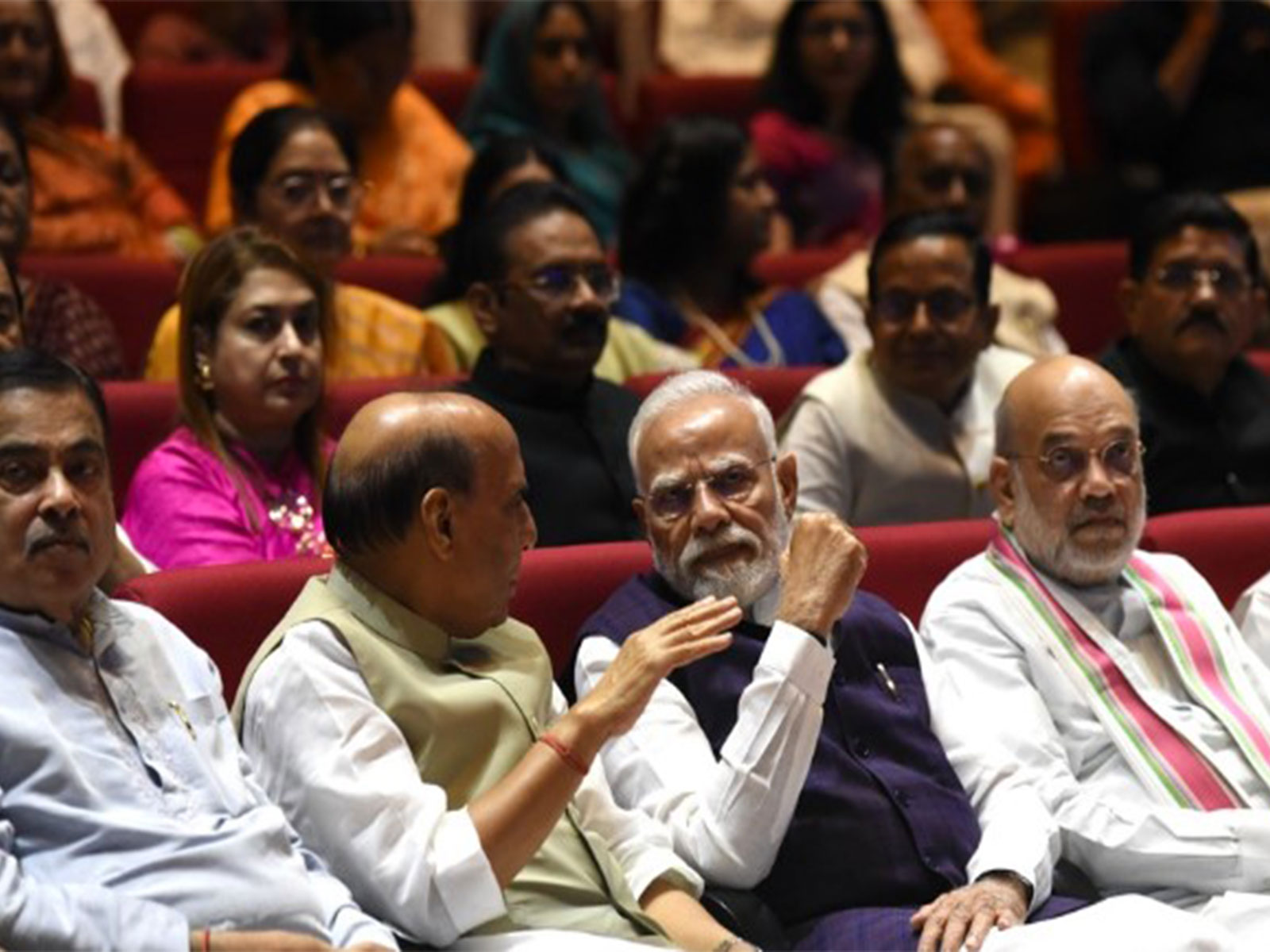 PM Modi, Rajnath Singh and Amit Shah at NDA Mangal Milan meeting (Photo/ANI)