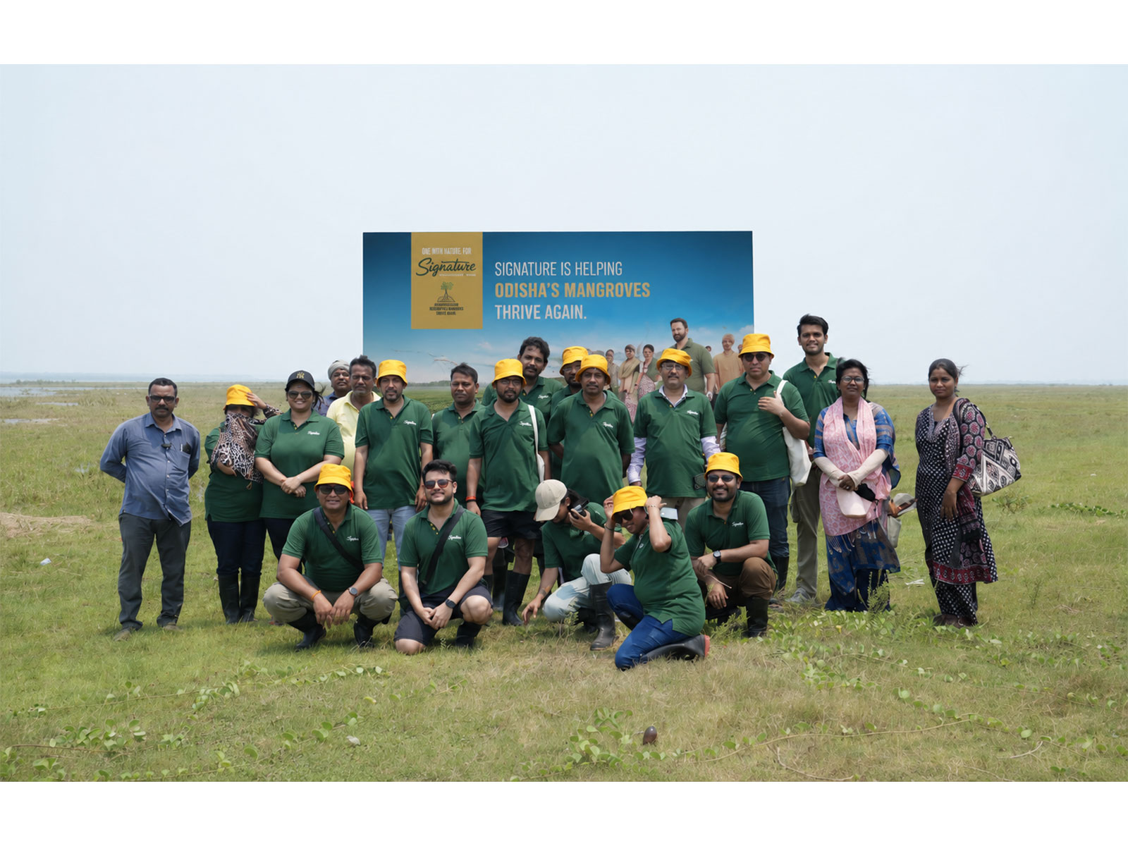 Signature Packaged Drinking Water with local communities at the mangrove restoration site in Odisha.