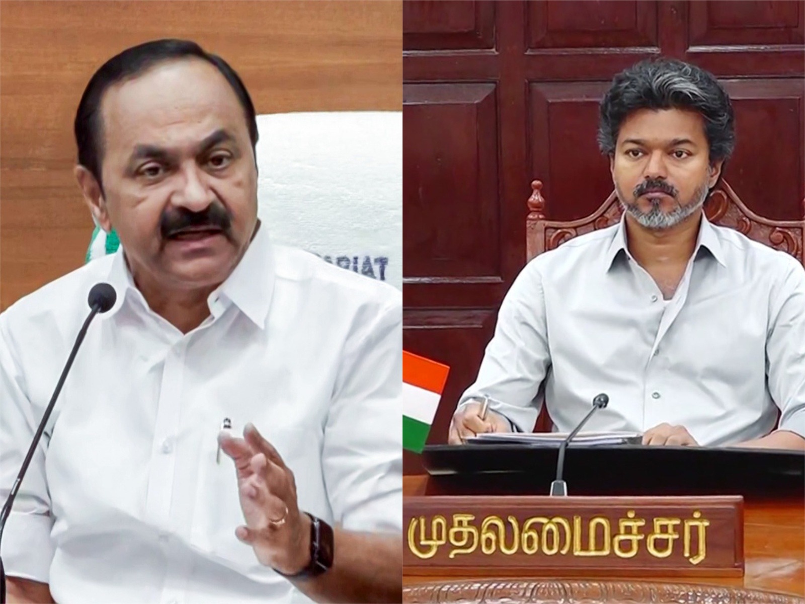Keralam CM VD Satheesan and Tamil Nadu CM Vijay (File Photo/ANI)