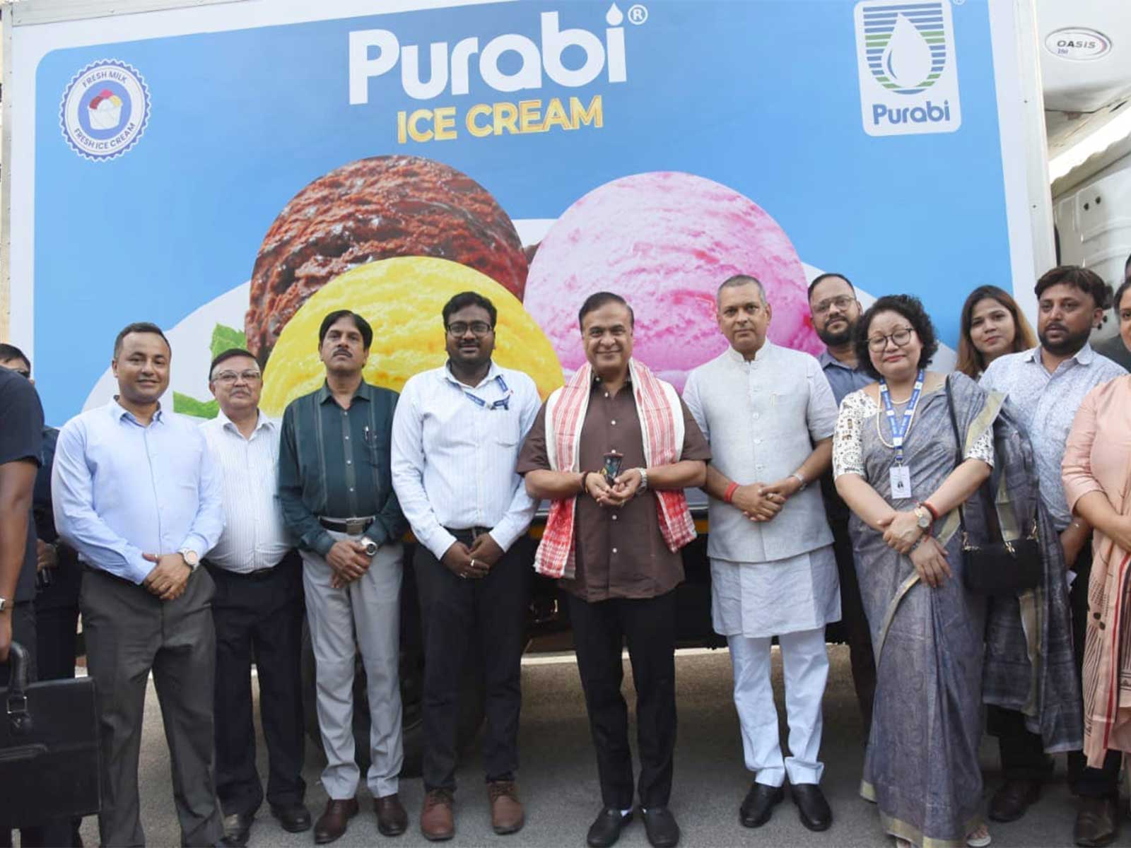 Assam CM flags off first export consignment of Purabi ice cream to Bhutan (Photo/ANI) 