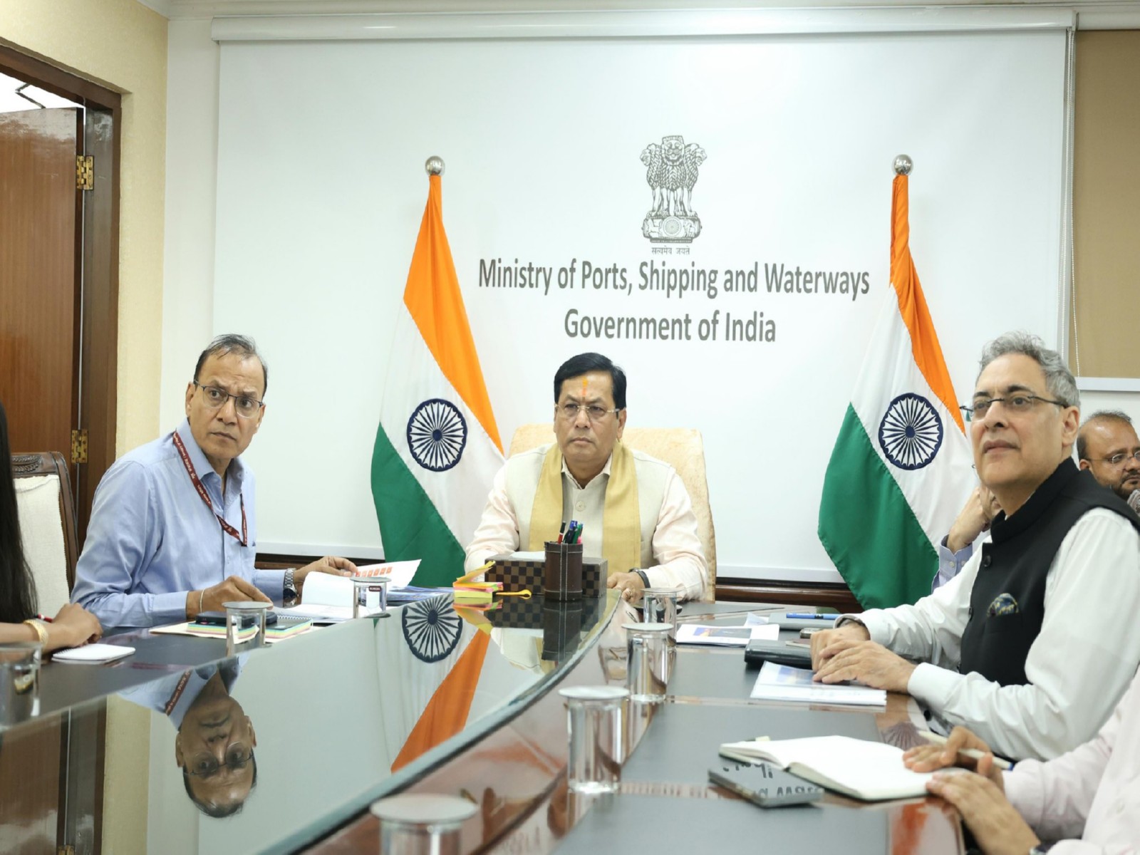 Union Minister Sarbananda Sonowal holds review meeting (Photo/X@sarbanandsonwal)
