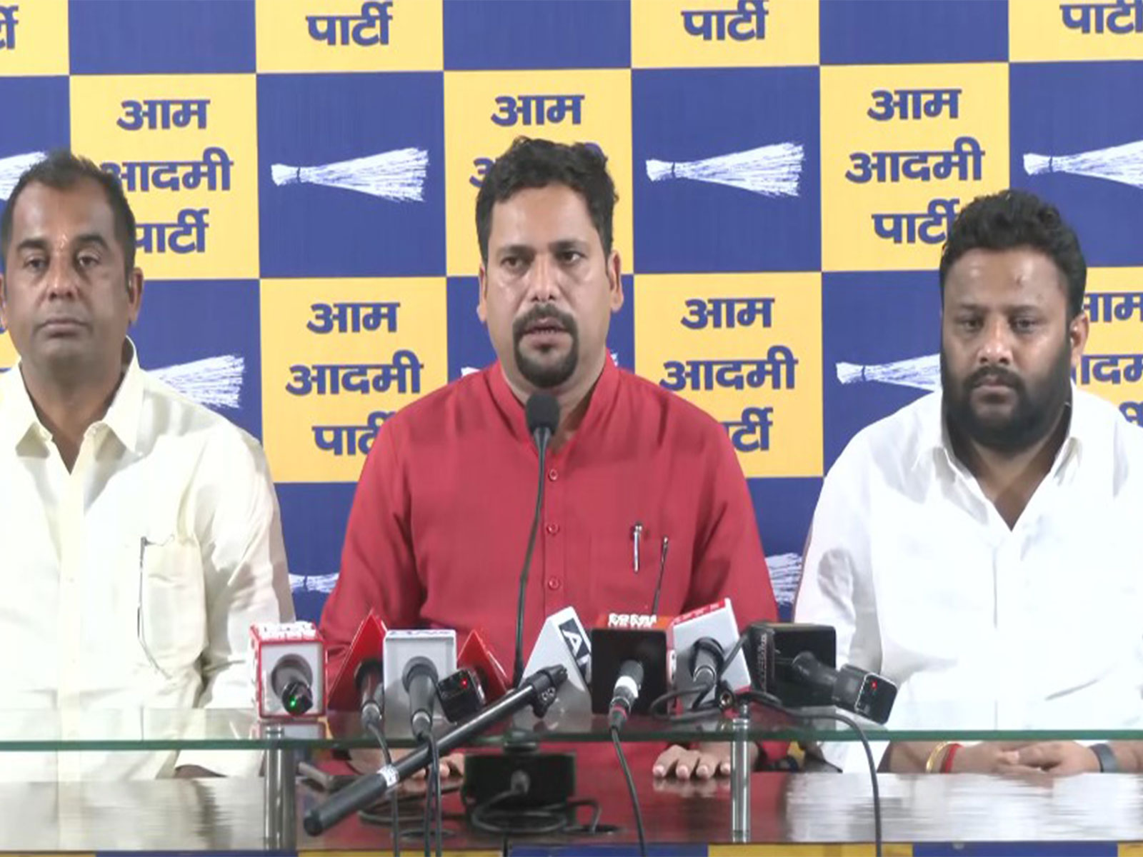 AAP MLAs Sanjeev Jha, Anil Jha and Kuldeep Kumar (Photo/ANI)