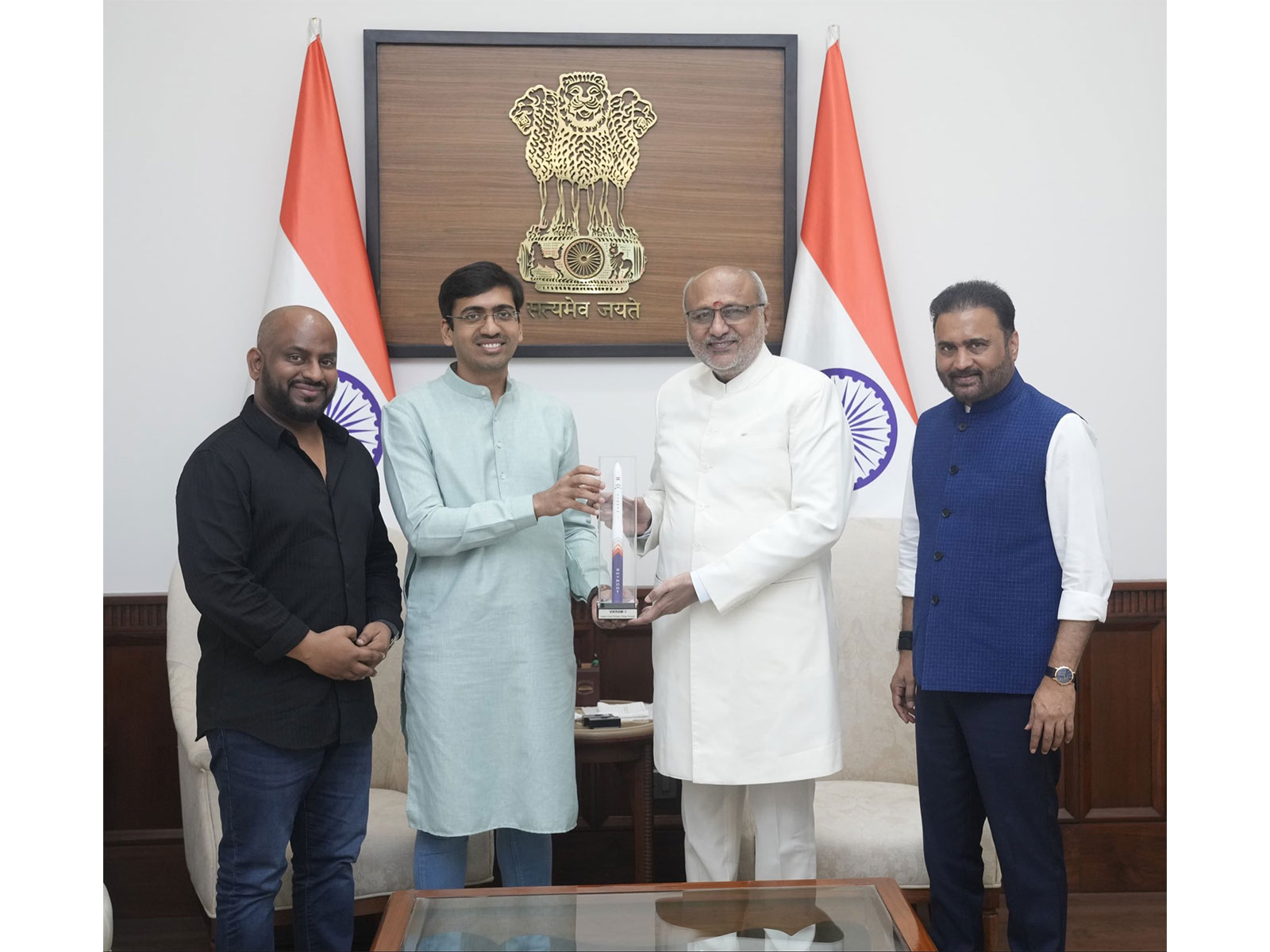 VP CP Radhakrishnan meets Skyroot Aerospace CEO Pawan Chandana at Parliament House (Photo/@CPR_VP)