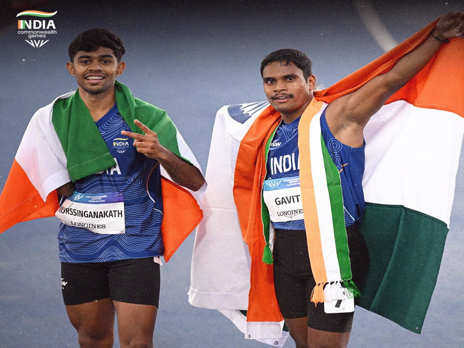 Indian athletes Mohammed Basil Morssinganakth (L) and Dilip Mahadu Gavit. (Photo: X/ @WeAreTeamIndia)