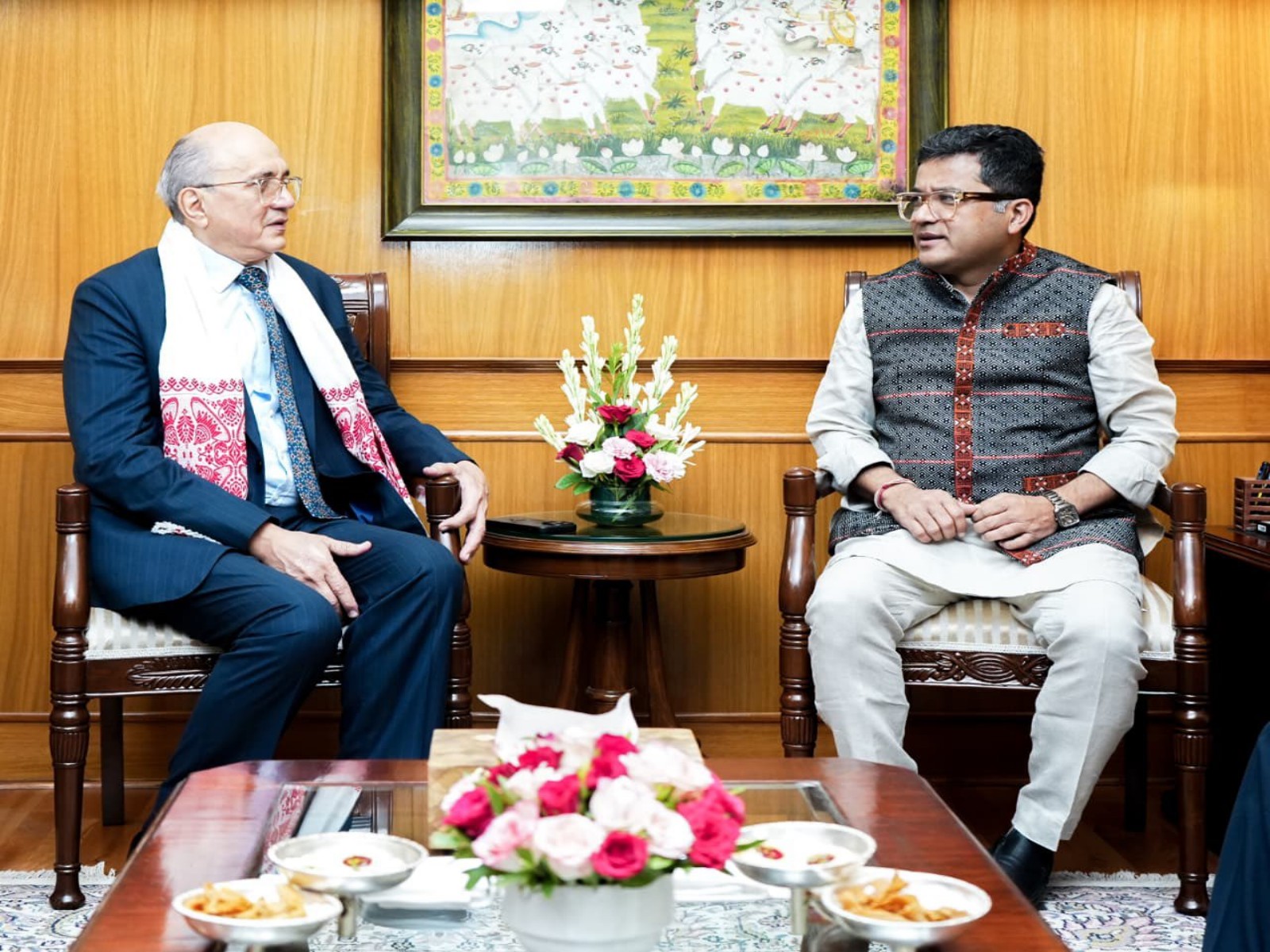 Union Minister of State for External Affairs Pabitra Margherita meets El Salvador's Ambassador to India, Guillermo Rubio Funes. (Photo: X/@PmargheritaBJP)