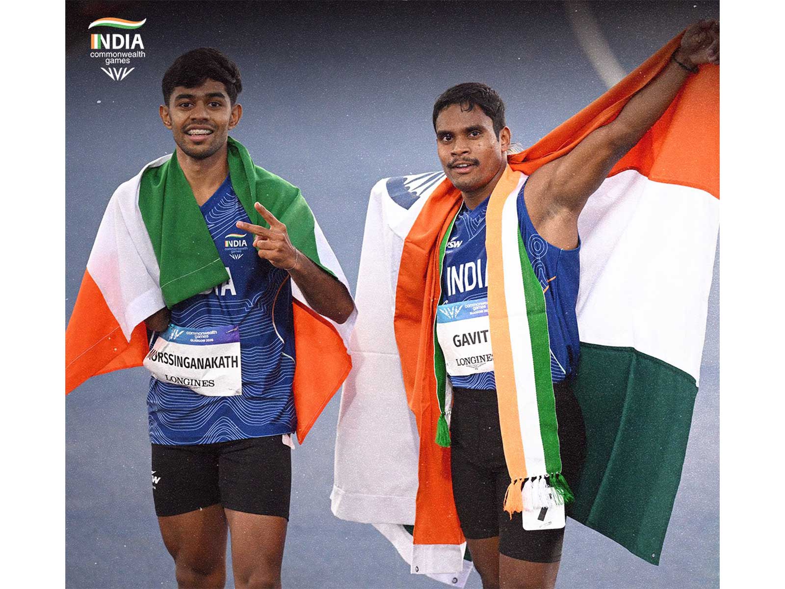Indian athletes Mohammed Basil Morssinganakth (L) and Dilip Mahadu Gavit. (Photo: X/ @WeAreTeamIndia)