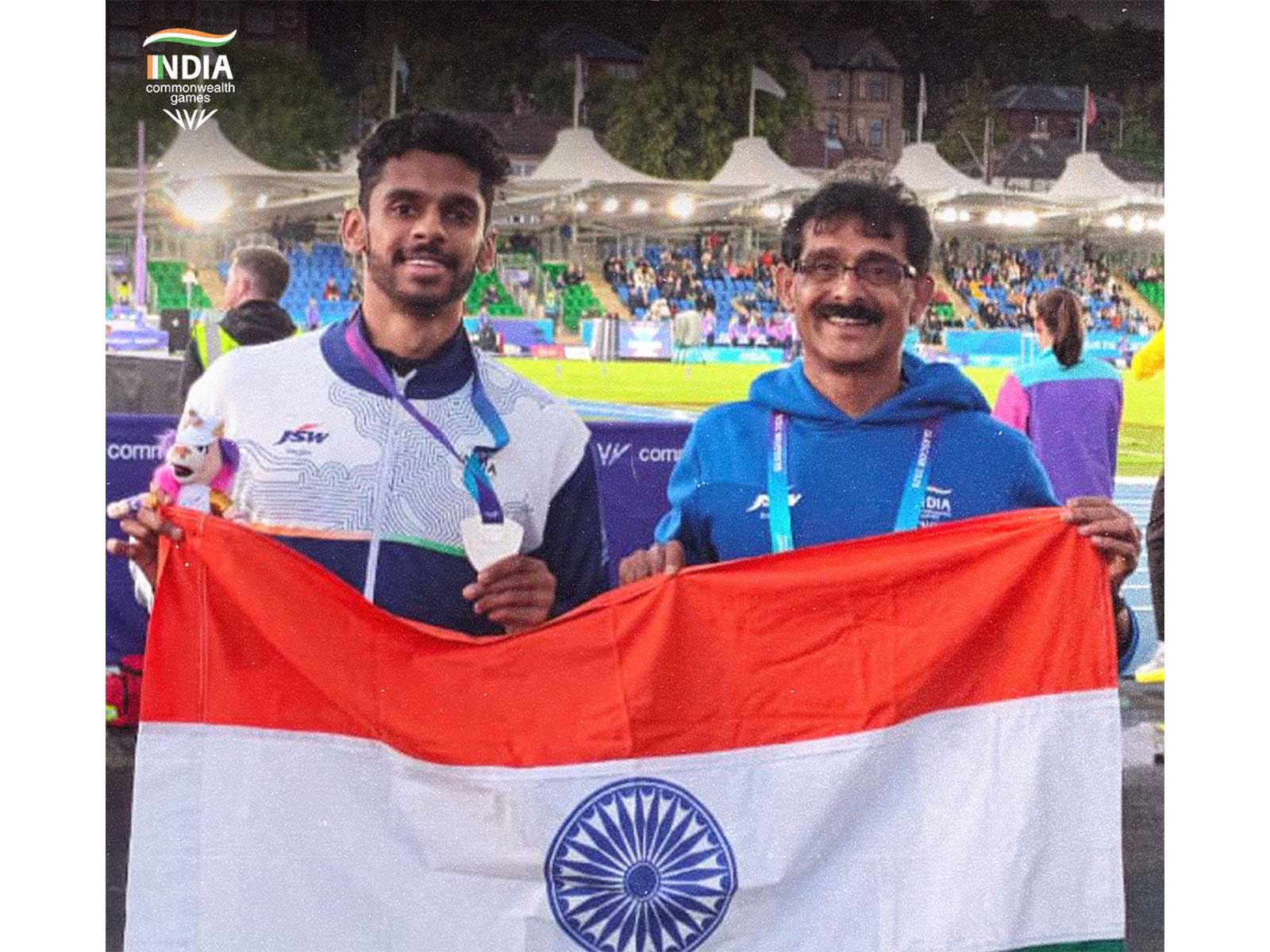 Indian long jumper Murali Sreeshankar (L) at Glasgow 2026. (Photo: X/ @WeAreTeamIndia)