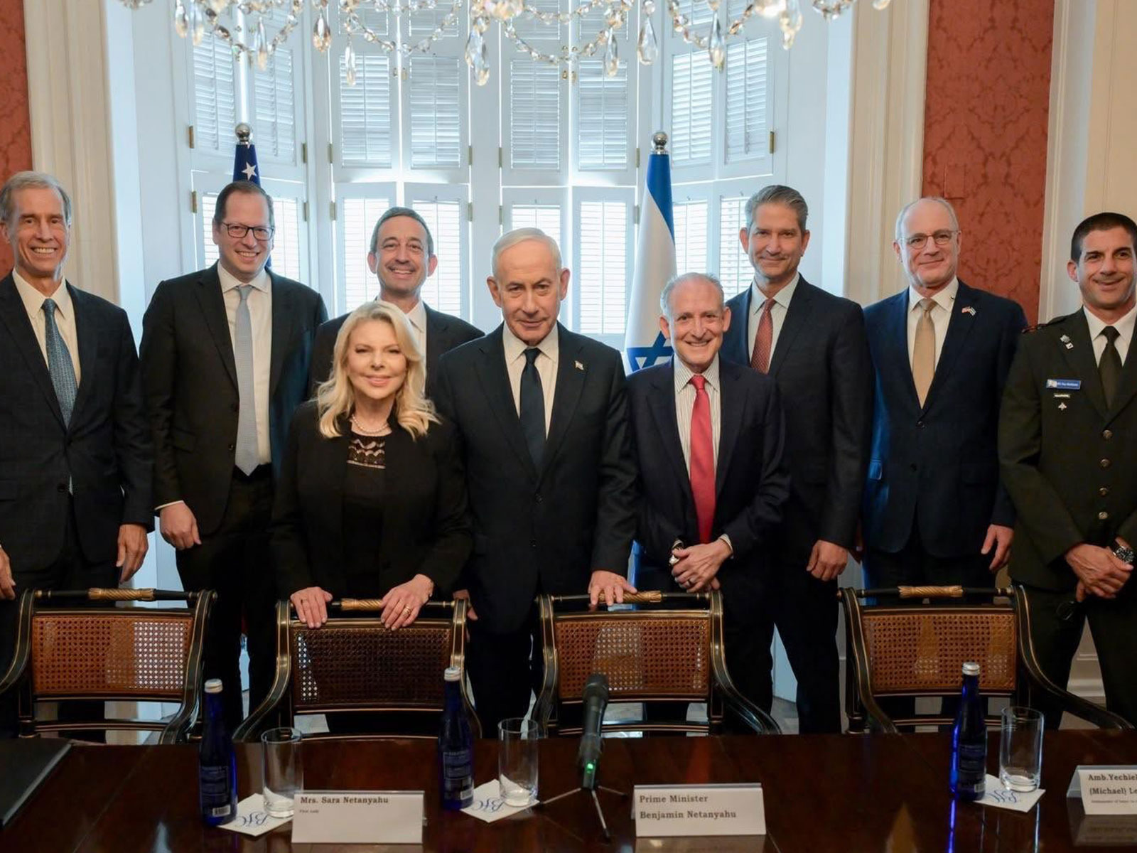 Israeli PM Benjamin Netanyahu and his wife Sara Netanyahu meeting leaders of the American Israel Public Affairs Committee (AIPAC) (Photo/X/@IsraeliPM)