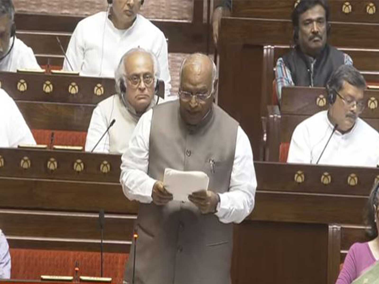 Congress president Mallikarjun Kharge (Photo/Sansad TV)