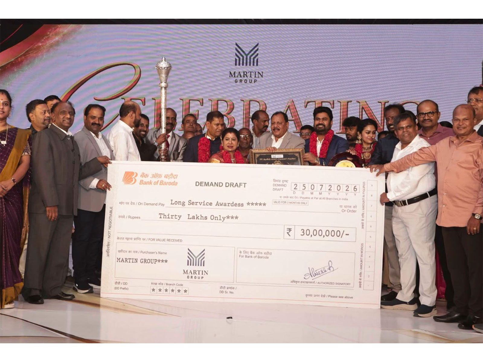 Martin Groups Honours Chairman Santiago Martin's 50-Year Leadership, Rewards 50 Employees with Rs.15 Crore
