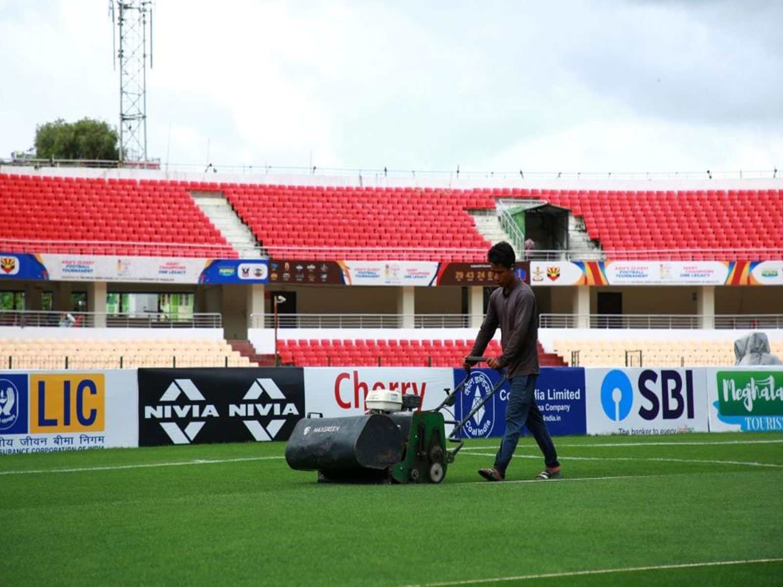 Preparations going at the venue ahead of the match at Shillong. (Photo: AIFF/Durand Cup)