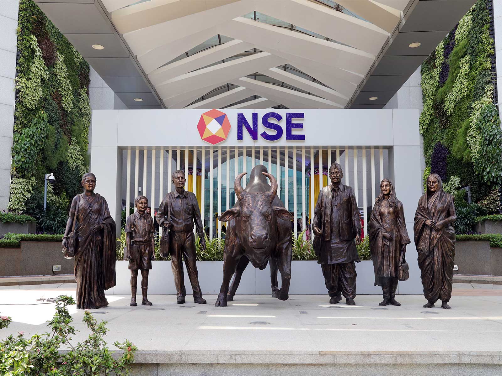 A view of the NSE atrium bull (File Photo/ANI) 