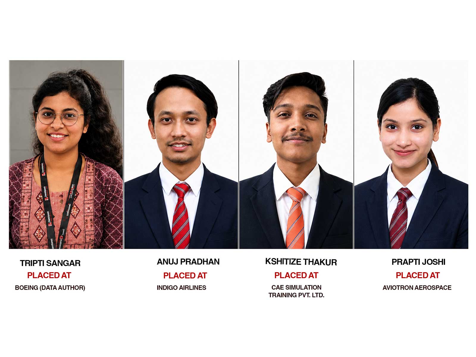 Some of the Aerospace Engineering Students who got placed during placement drive at Chandigarh University