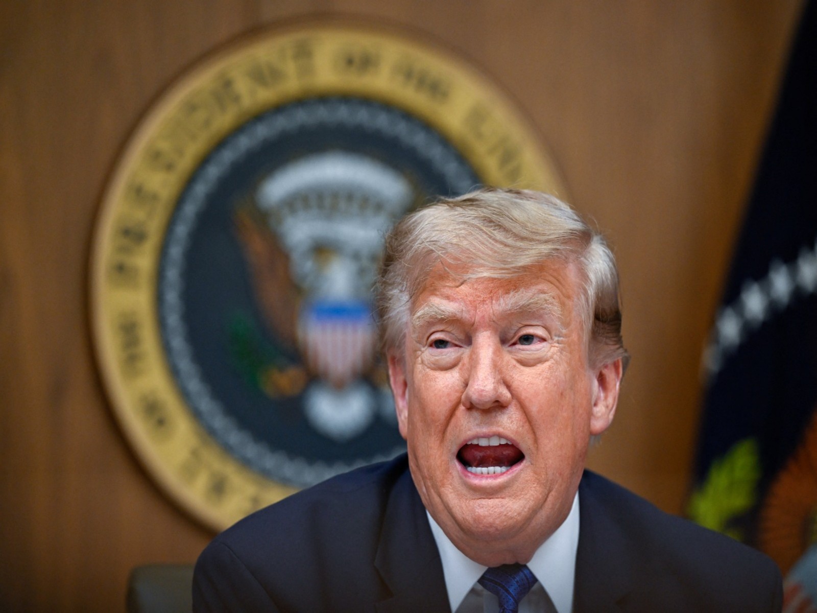 US President Donald Trump participates in a Cabinet meeting at Camp David. (Photo/Reuters)