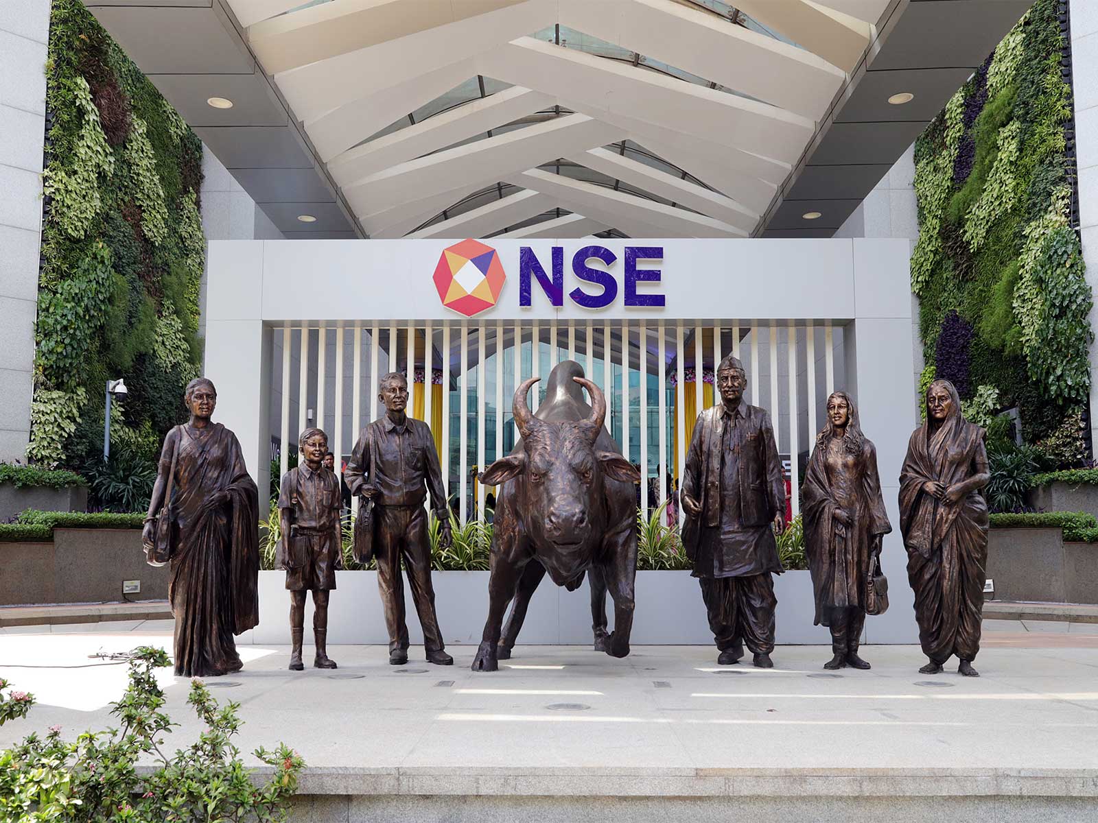A view of the NSE atrium bull (File Photo/ANI)