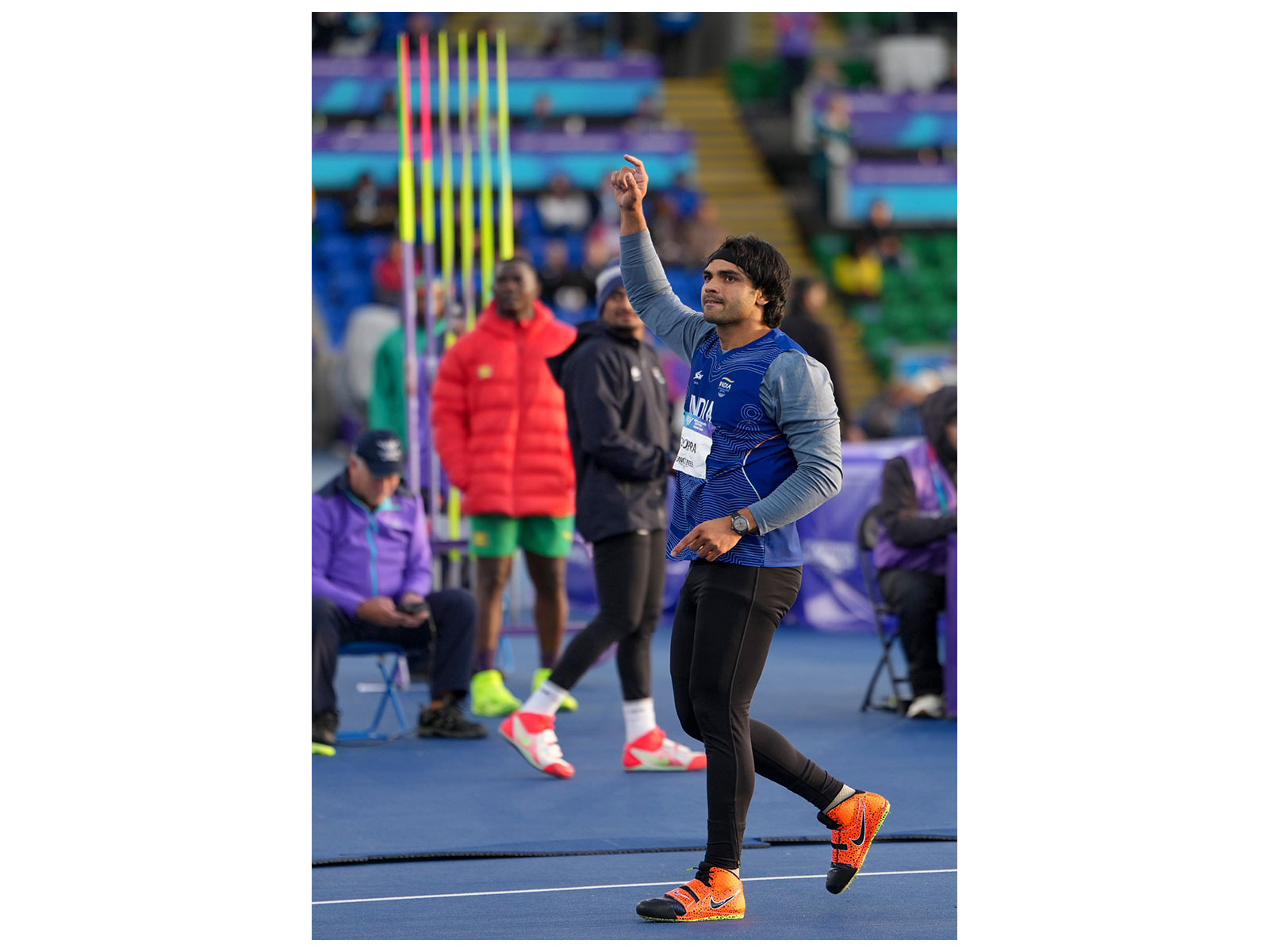 Olympic medallist Neeraj Chopra in action during CWG 2026 event at Glasgow (Photo: X/@rajnathsingh)