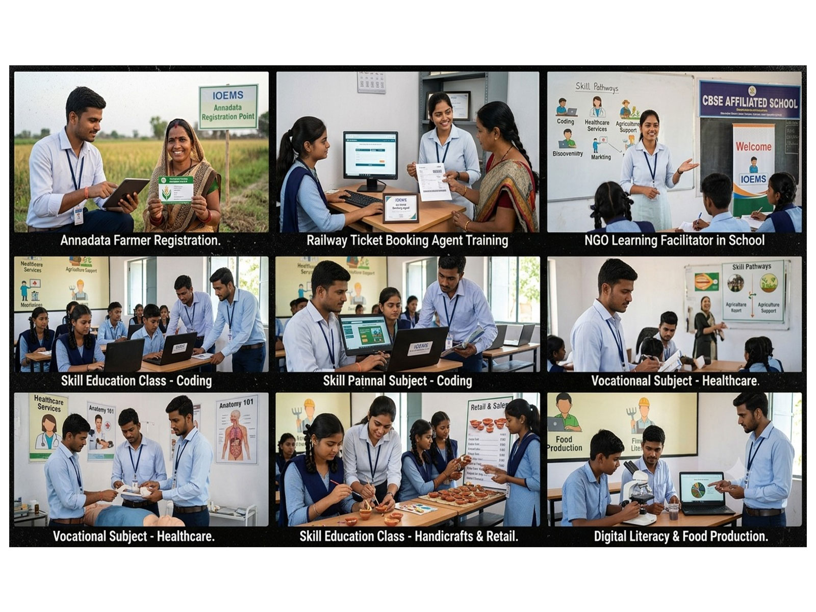 From farmer-support and ticketing programmes to school-based vocational education, IOEMS seeks to connect trained young people with livelihood opportunities across India 
