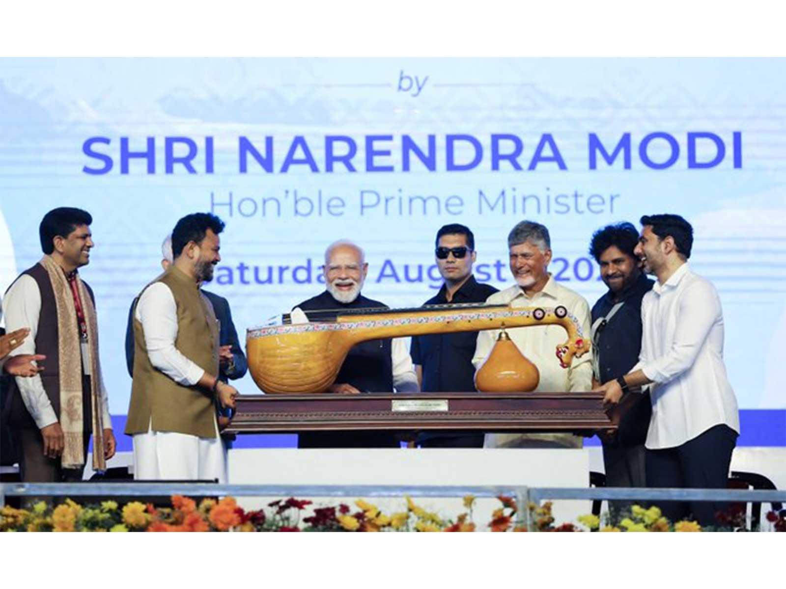 Prime Minister Narendra Modi presented with Bobbili Ekanda Veena (Photo X/Narendra Modi)