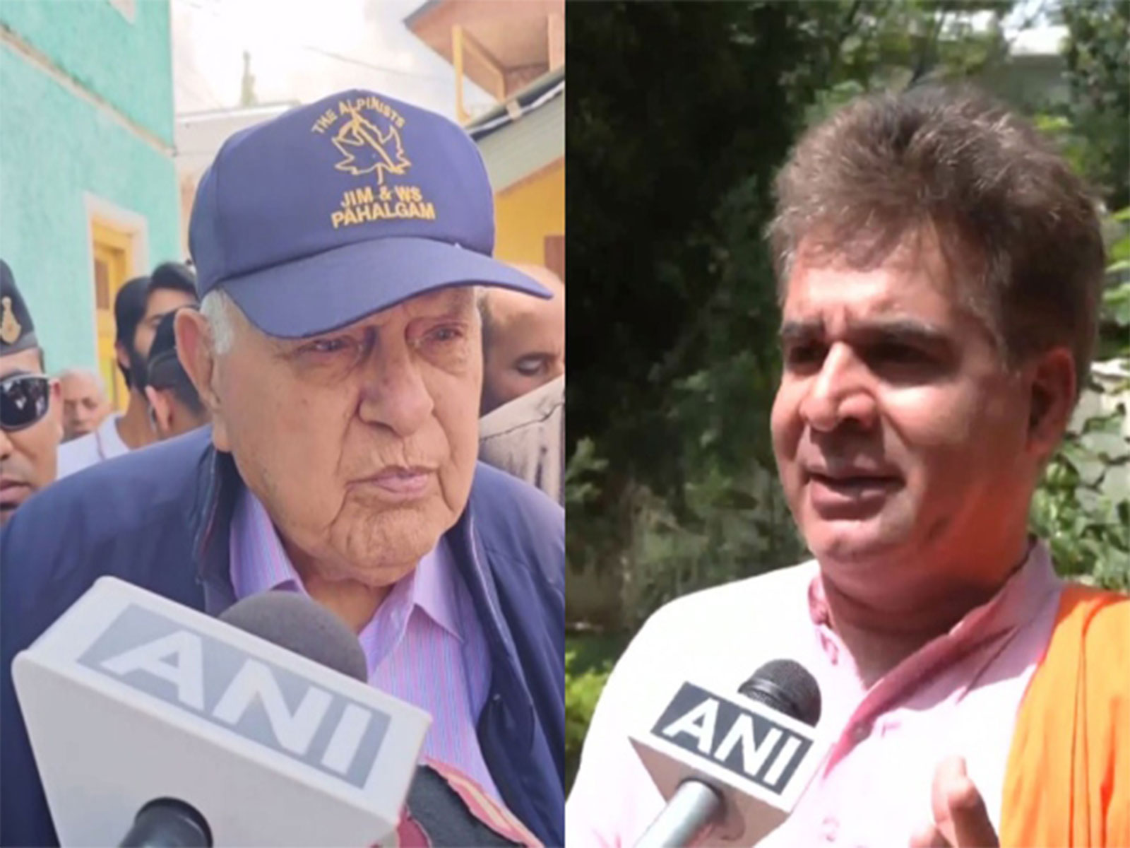 National Conference chief Farooq Abdullah (L) and BJP leader Ravinder Raina (R) (Photo/ANI)