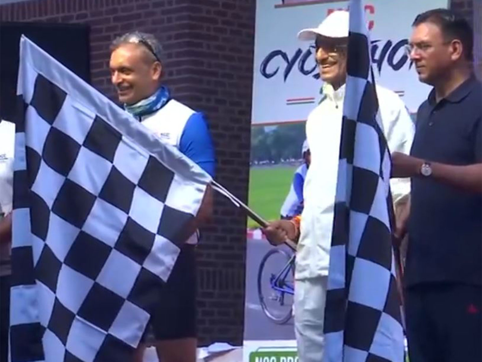 Mansukh Mandaviya, Sanjay Seth flag off NCC Cyclothon 2026. (Photo/ANI)