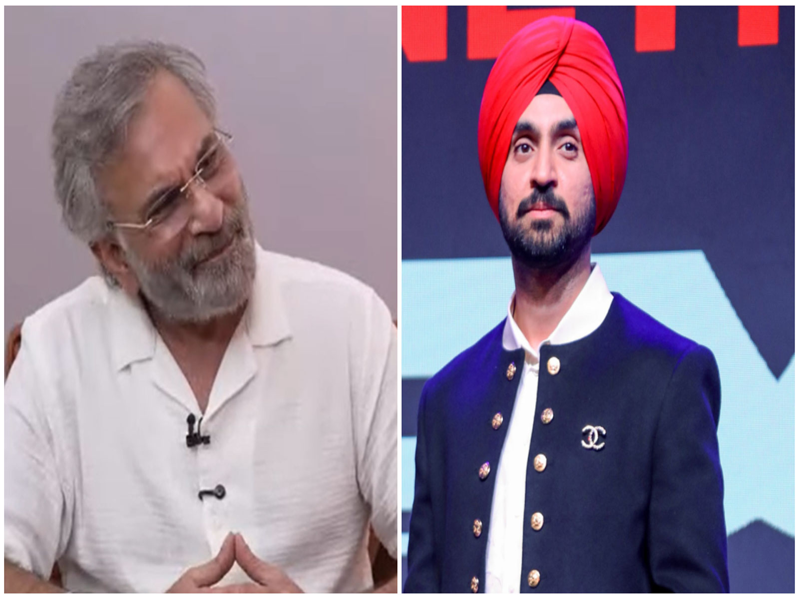 Pavan Malhotra (L) Diljit Dosanjh (R) (Photos/ANI)