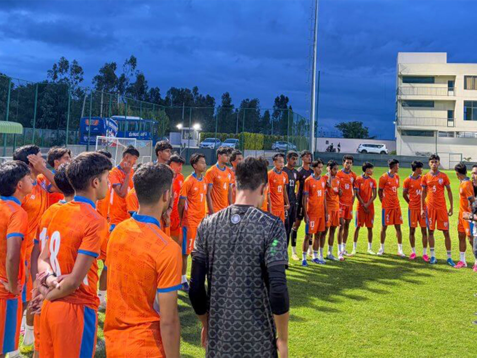 India U20 football team with head coach Mahesh Gawali. (Photo: AIFF Media)