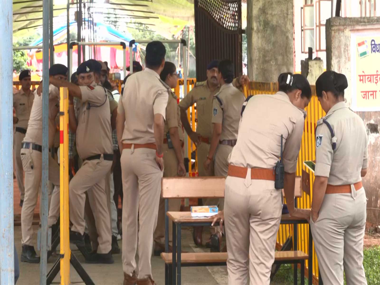 Security deployed outside counting centre in Datia, Madhya Pradesh (Photo/ANI)