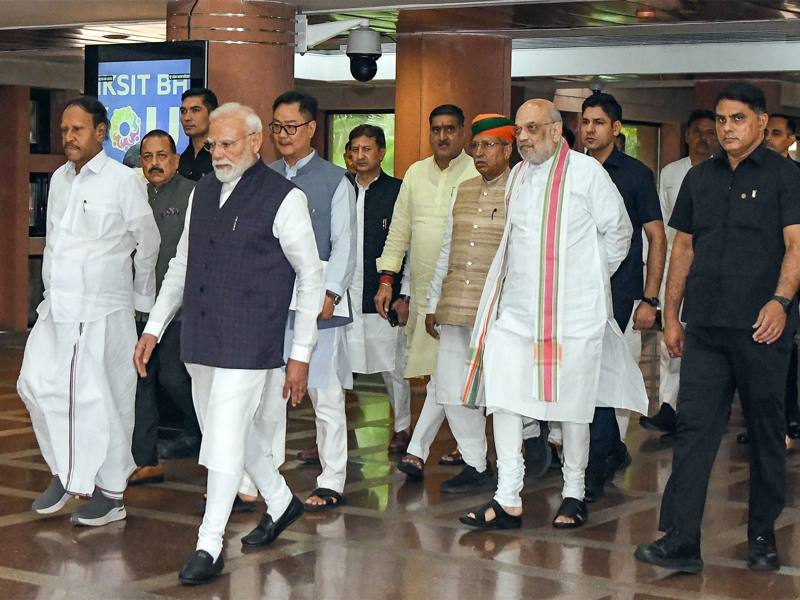 PM Modi and HM Amit Shah at the NDA Mangal Milan meeting (File Photo/ANI)